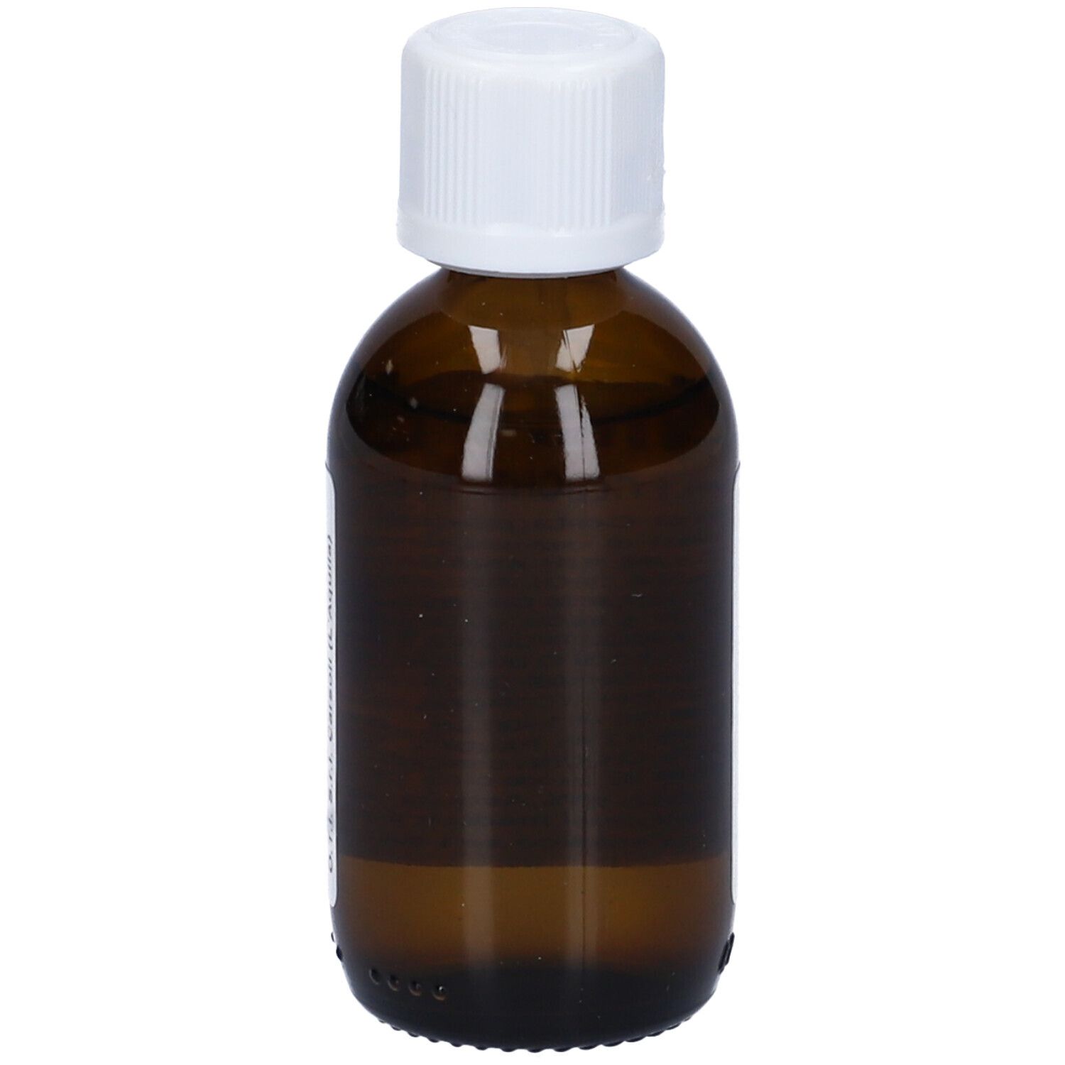 Flacone di vetro marrone con tappo bianco. Contagocce.