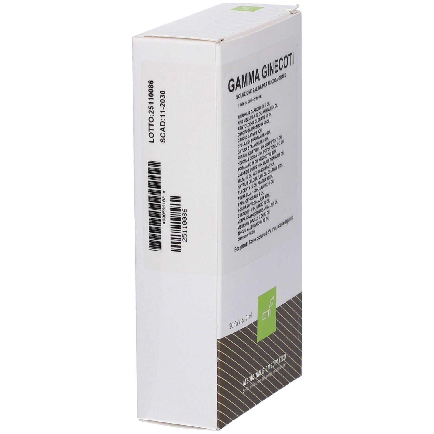 Confezione da 20 fiale da 2 ml, medicinale omeopatico "Gamma Ginecoti".