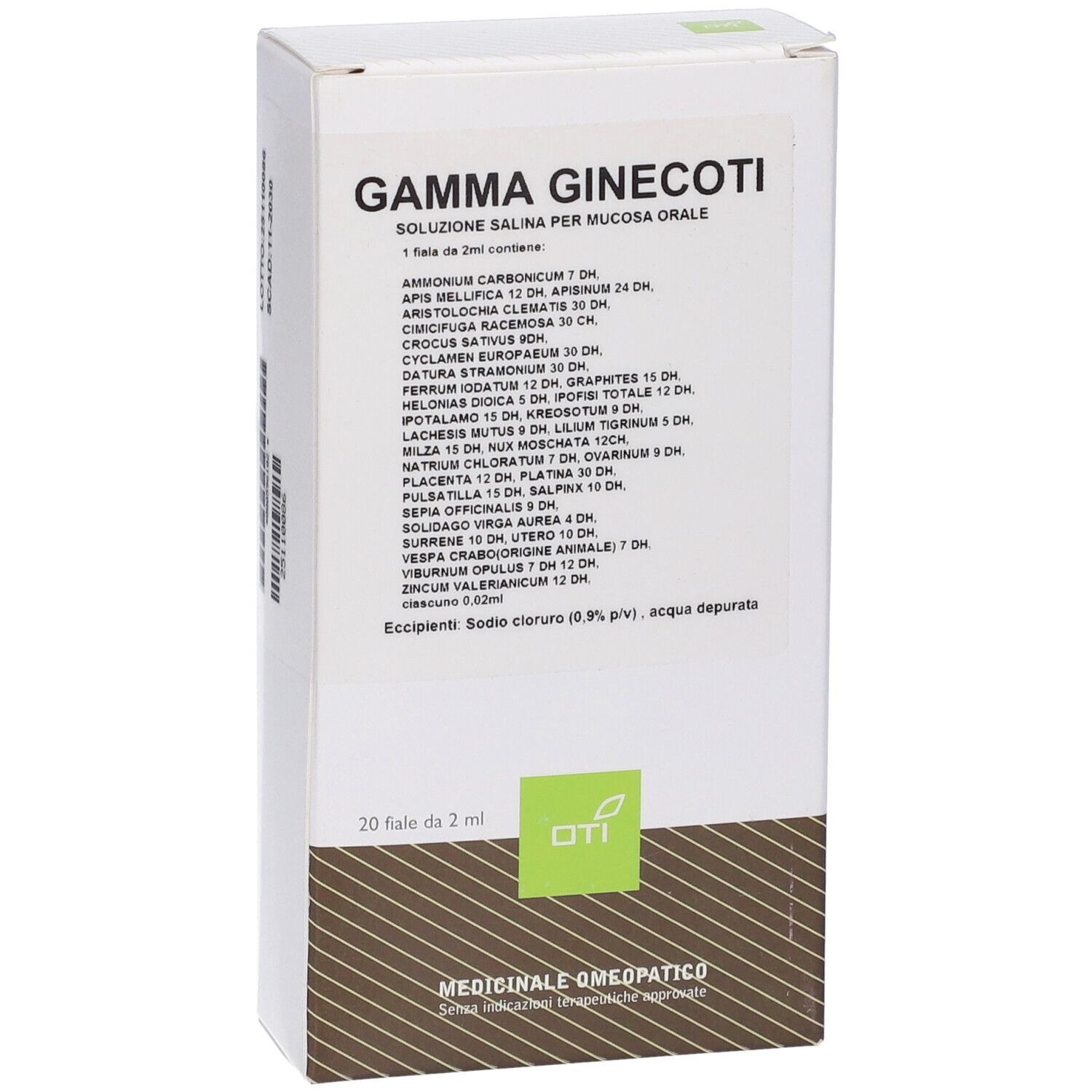 Confezione da 20 fiale da 2 ml, medicinale omeopatico "Gamma Ginecoti".