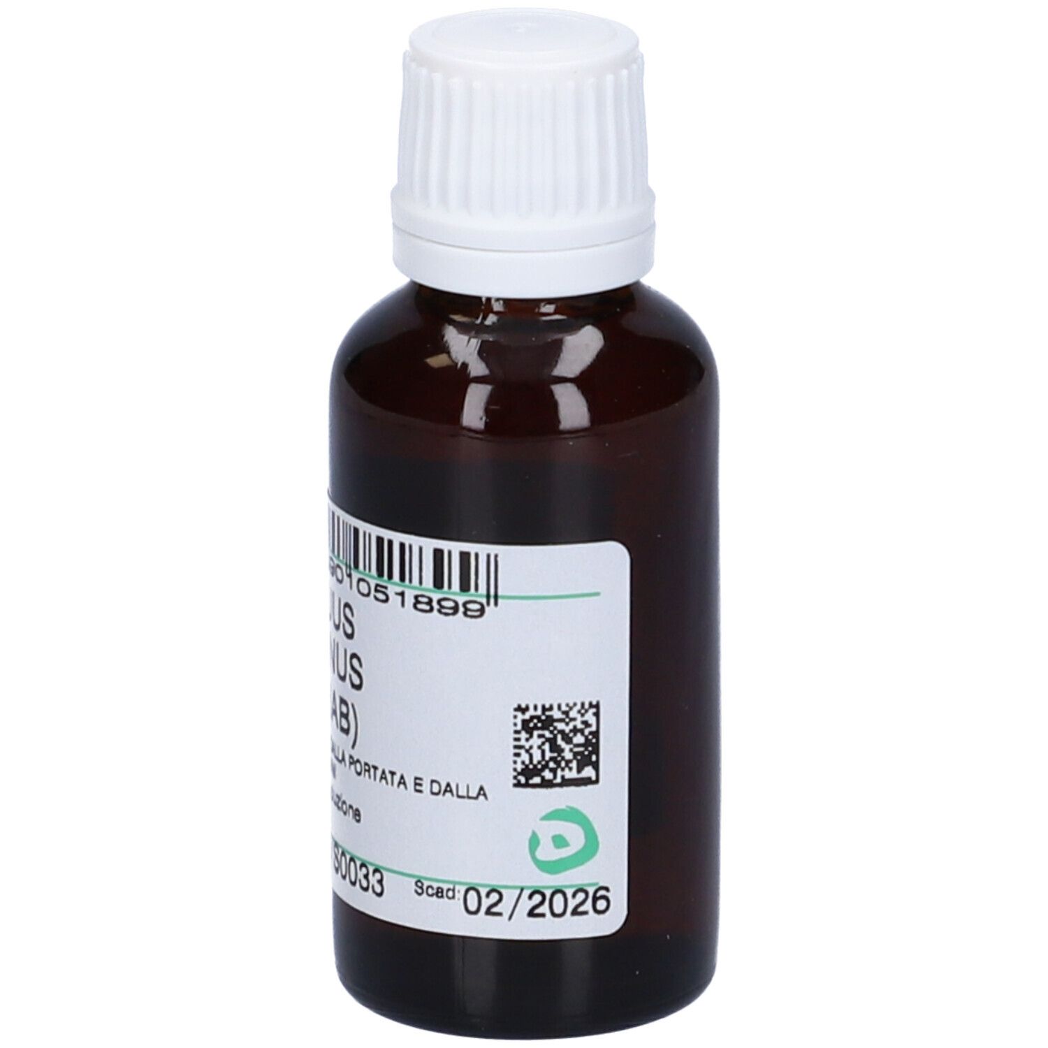 Flacone di vetro marrone con tappo bianco. Etichetta con testo: Carduus Marianus T.M. (HAB).