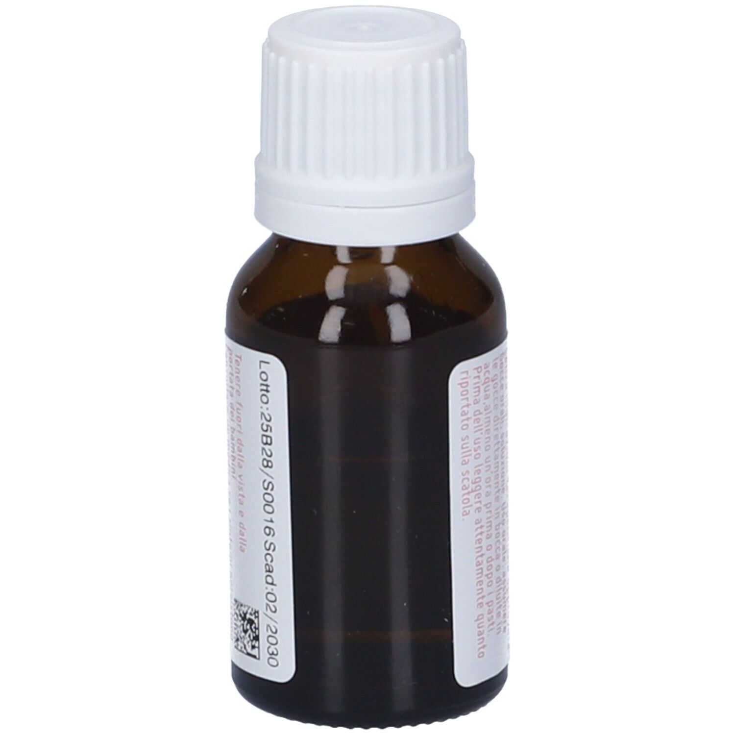 Flacone in vetro marrone con tappo bianco. Etichetta rosa con testo e scritte: Arnica Montana, dynamis, 200K.