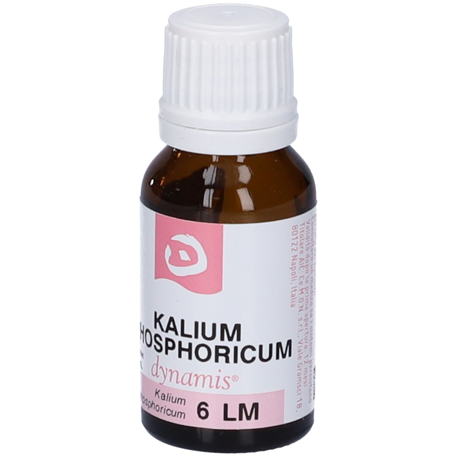 Flacone di vetro marrone con tappo bianco. Etichetta con nome del prodotto e logo. Contenuto: 10 ml.