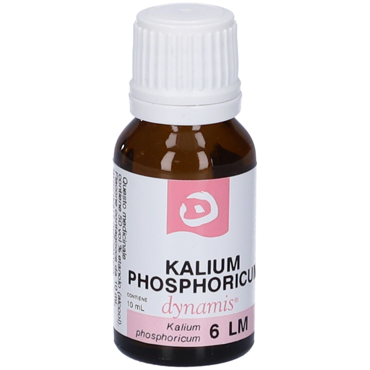 Flacone di vetro marrone con tappo bianco. Etichetta con nome del prodotto e logo. Contenuto: 10 ml.