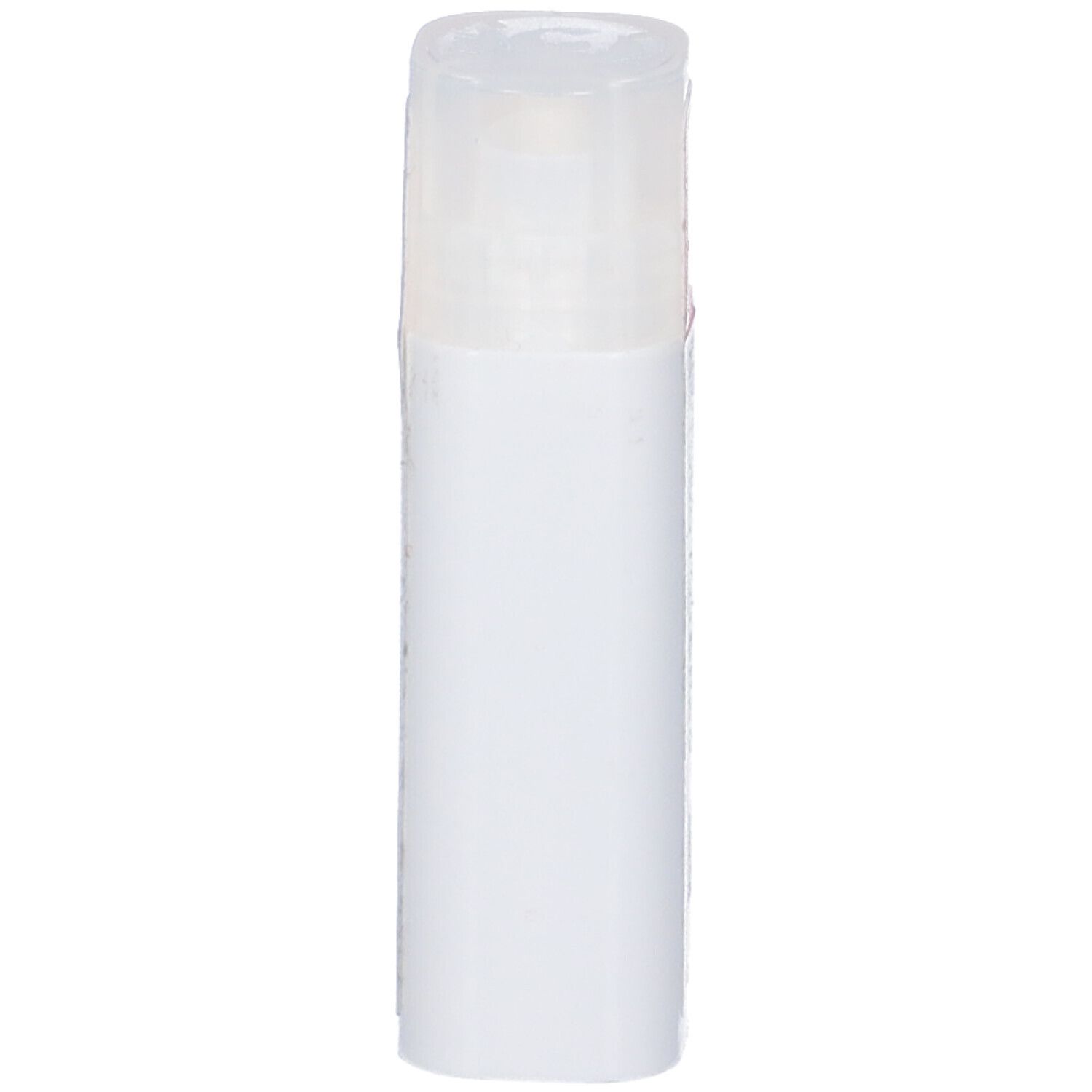 Flacone cilindrico bianco con coperchio trasparente. Nessuna scritta visibile.