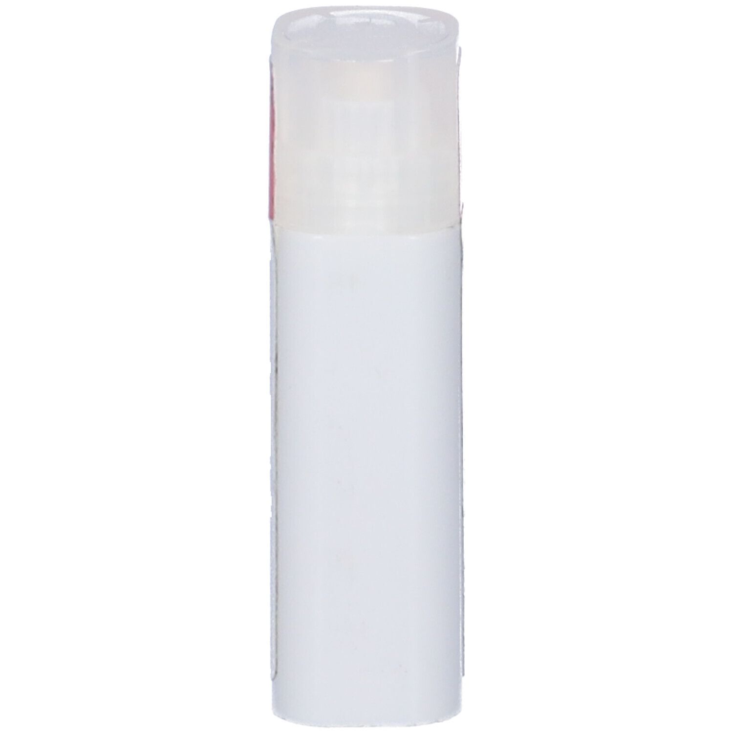 Confezione cilindrica bianca con coperchio trasparente. Nessuna scritta visibile.