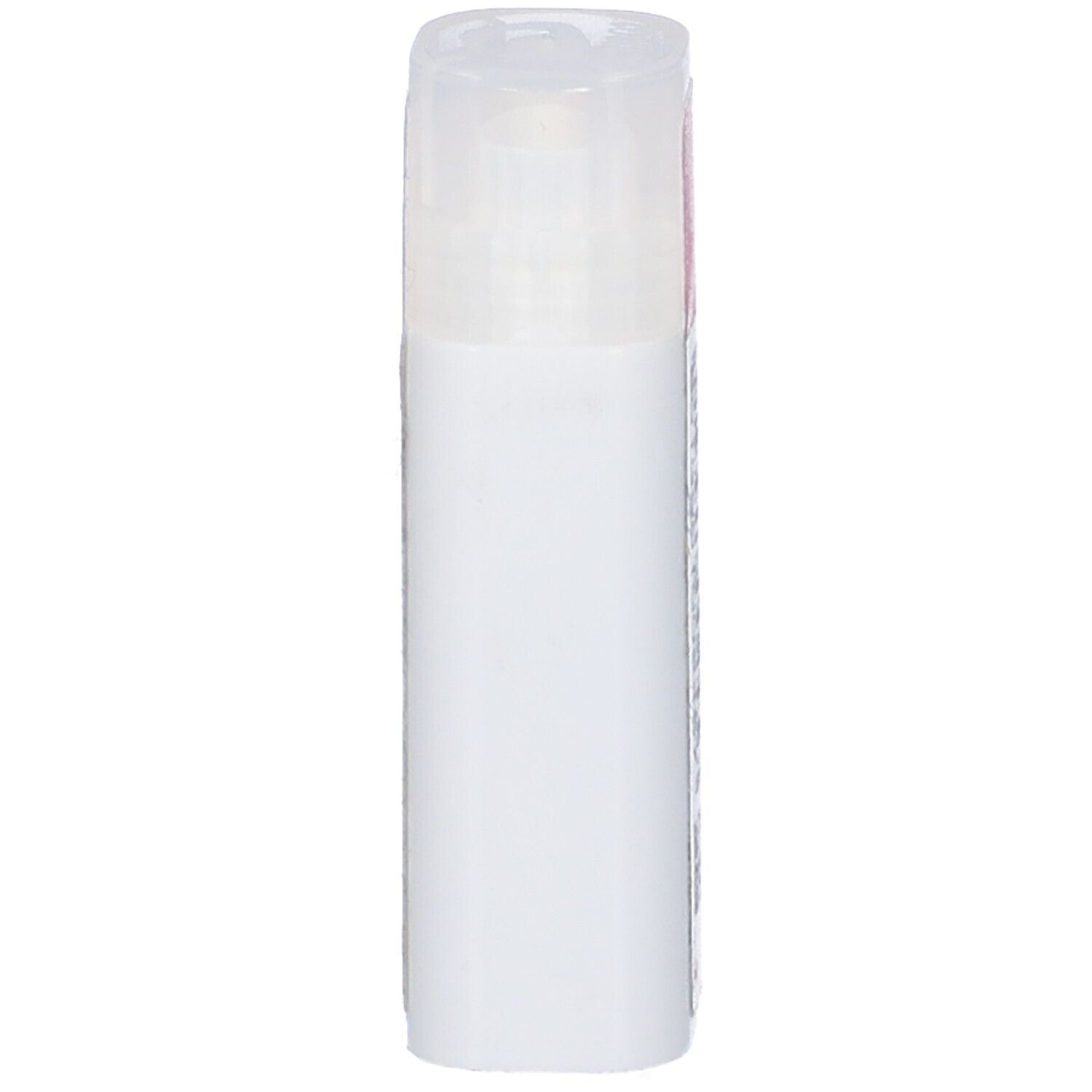 Confezione cilindrica bianca con coperchio trasparente. Nessun'altra caratteristica o scritta visibile.