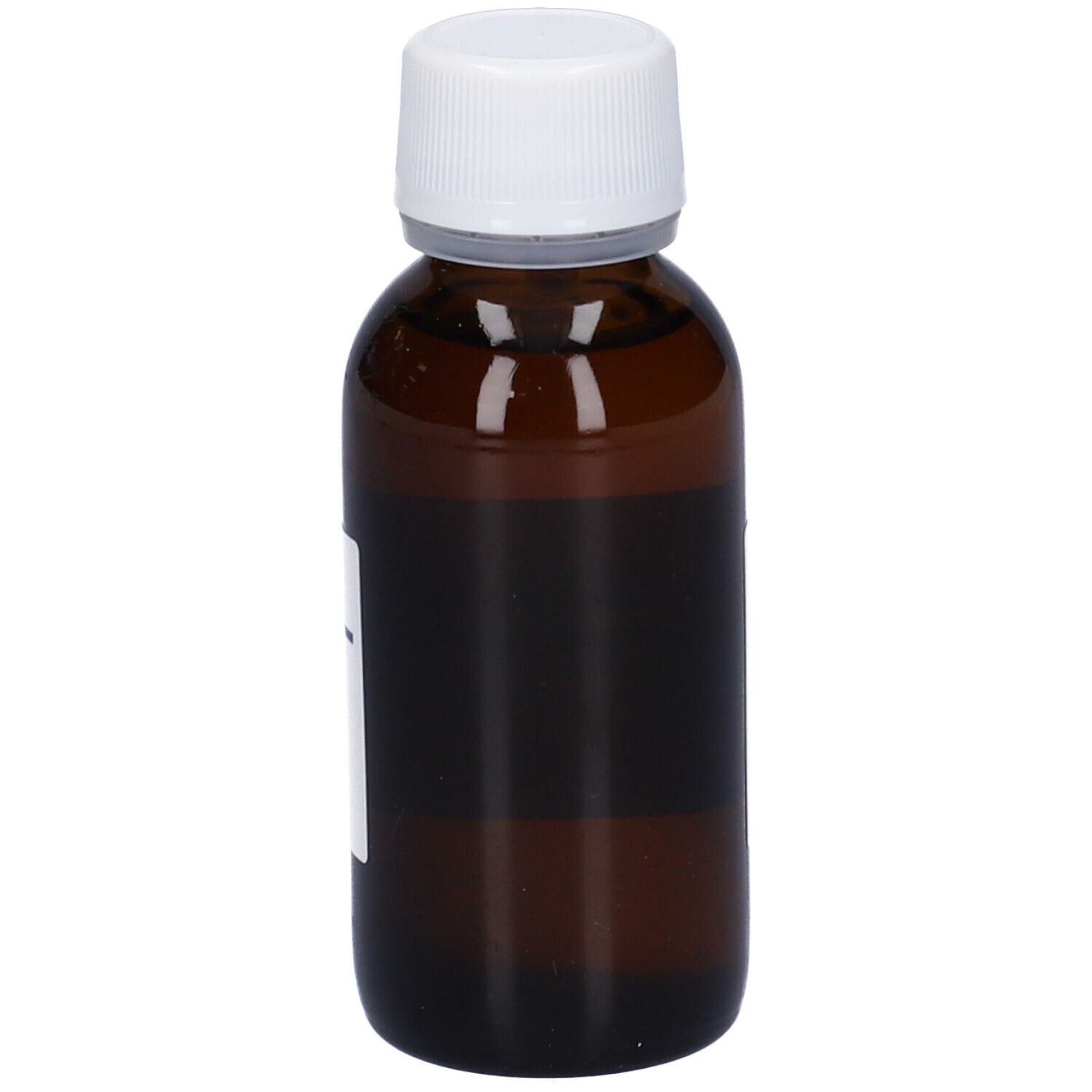 Flacone di vetro marrone con tappo bianco. Etichetta con informazioni sul prodotto. Logo HERING visibile.