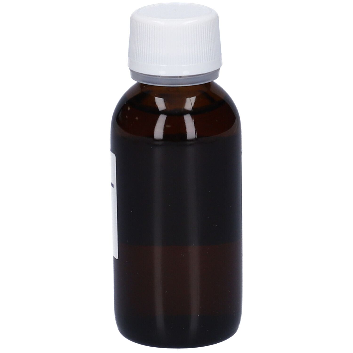 Flacone di vetro marrone con tappo bianco. Etichetta con informazioni sul prodotto. Marchio Hering.