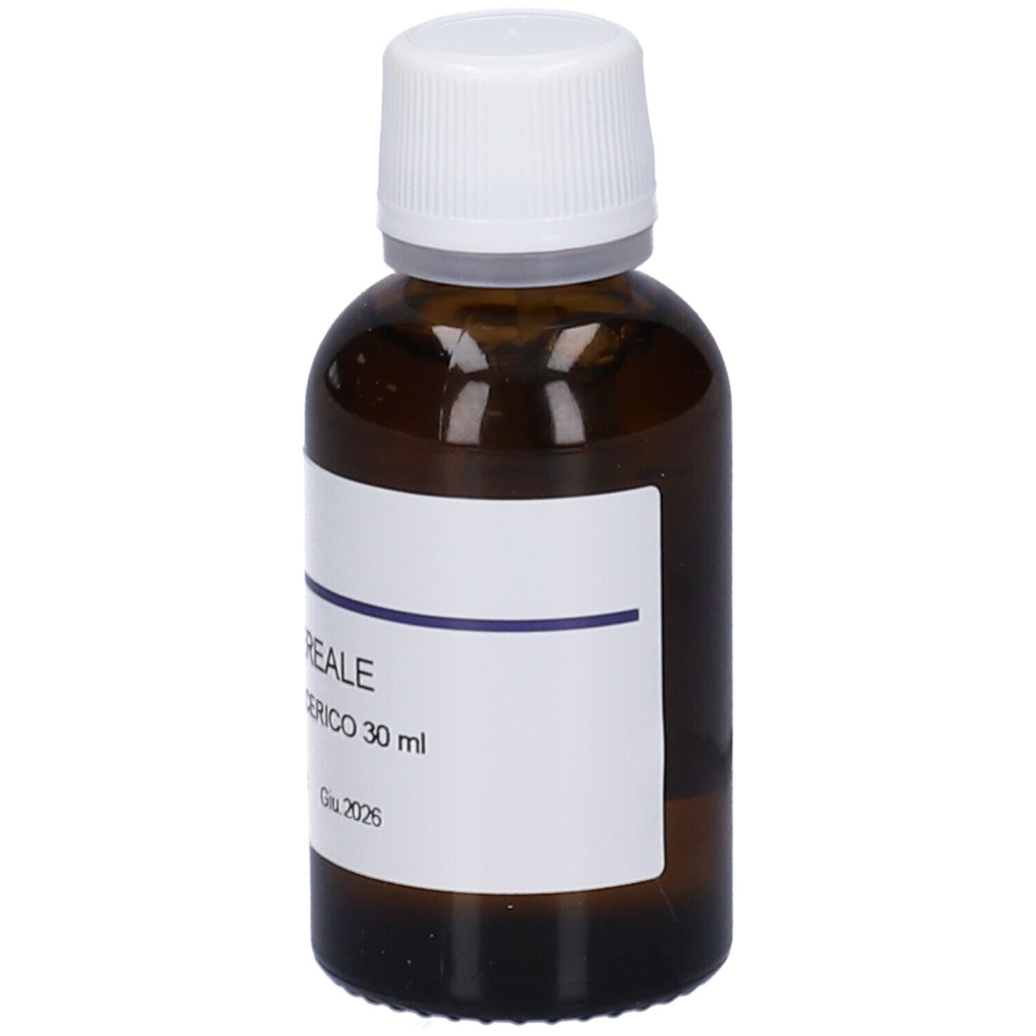 Flacone di vetro marrone con tappo bianco ed etichetta. Scritta: Secale Cereale, Macerato Glicerico, 30 ml. Scadenza 2026.