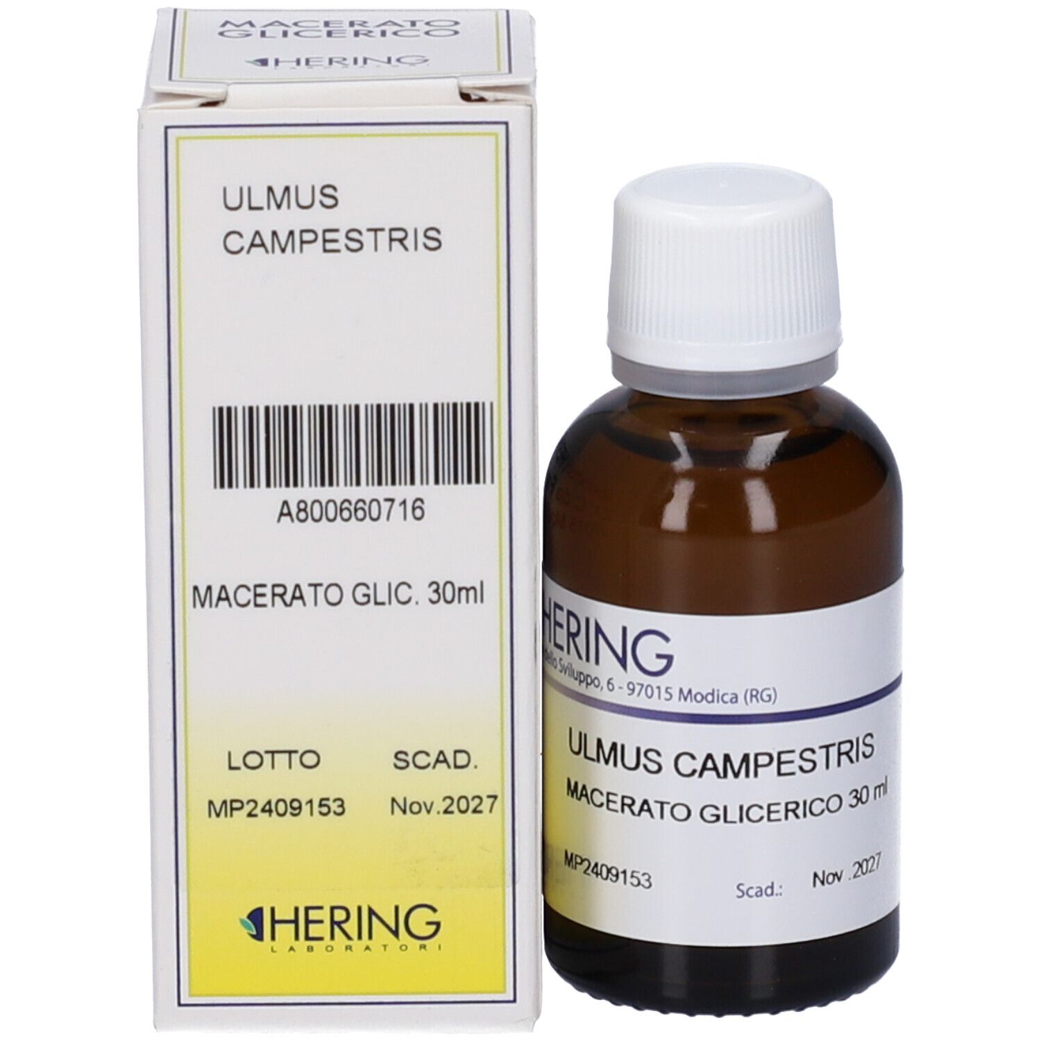 Flacone ed astuccio HERING ULMO CAMPESTRIS MACERATO GLIC. 30ml.