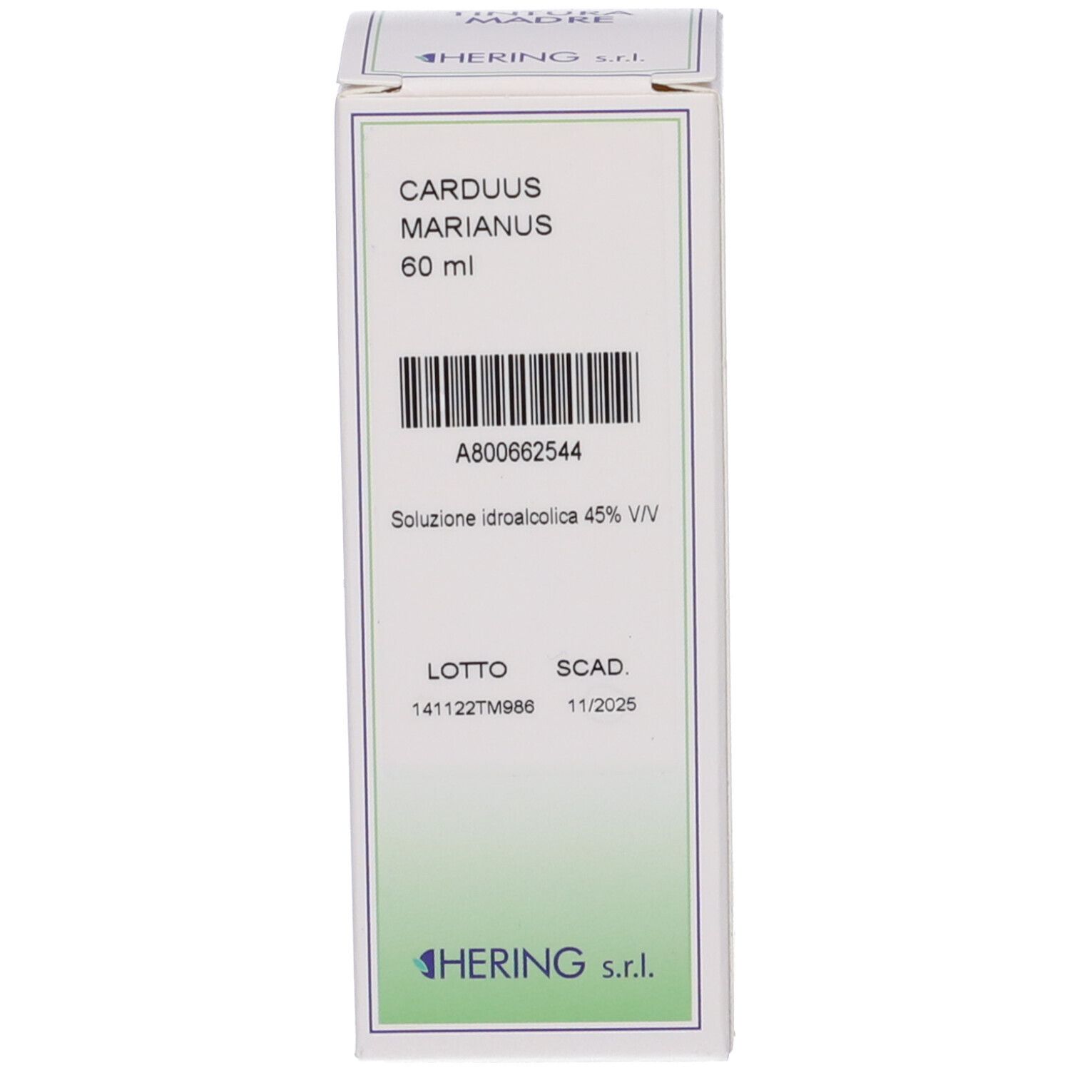 Scatola con testo: CARDUUS MARIANUS, 60 ml. HERING.
