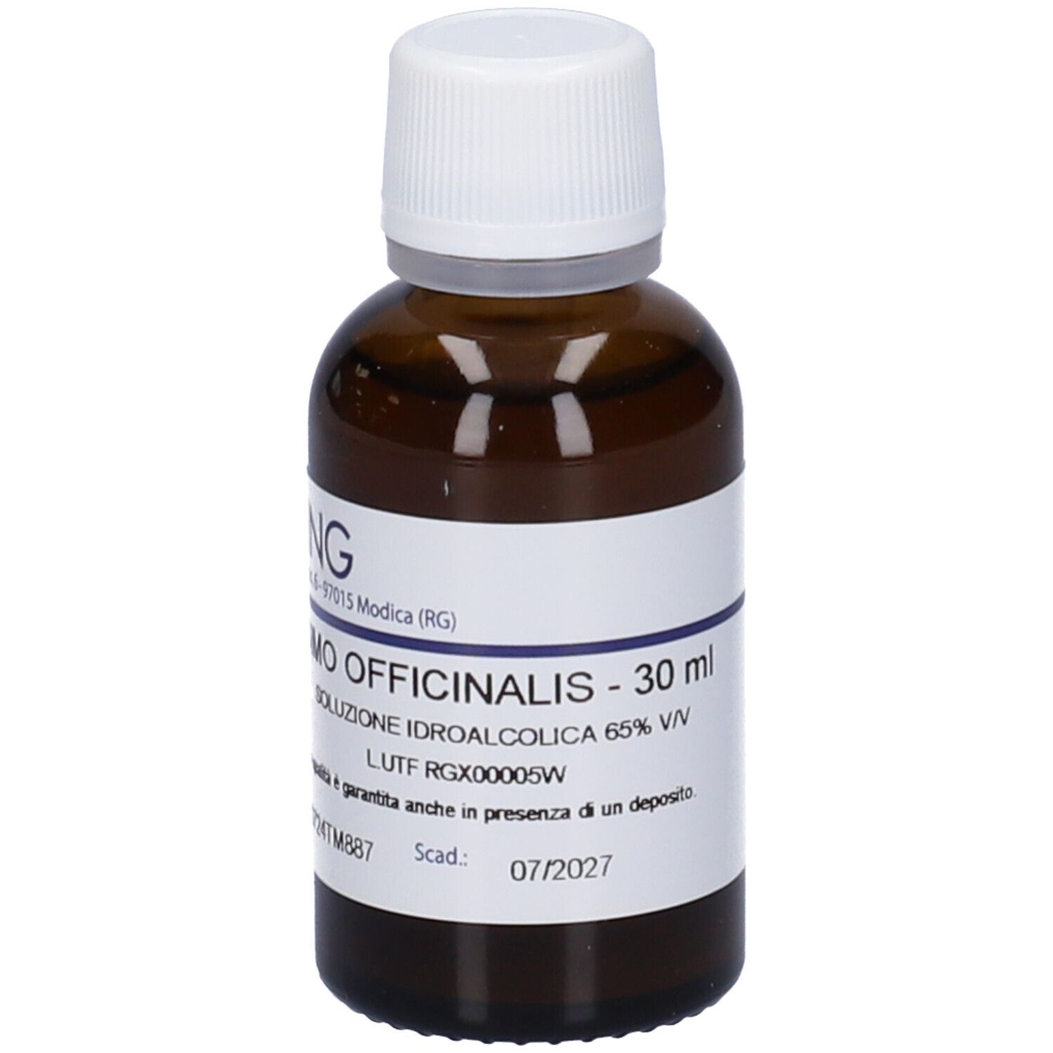 Flacone di vetro marrone con tappo bianco ed etichetta. Scritta: HERING, Erisimo Officinalis - 30 ml, soluzione.