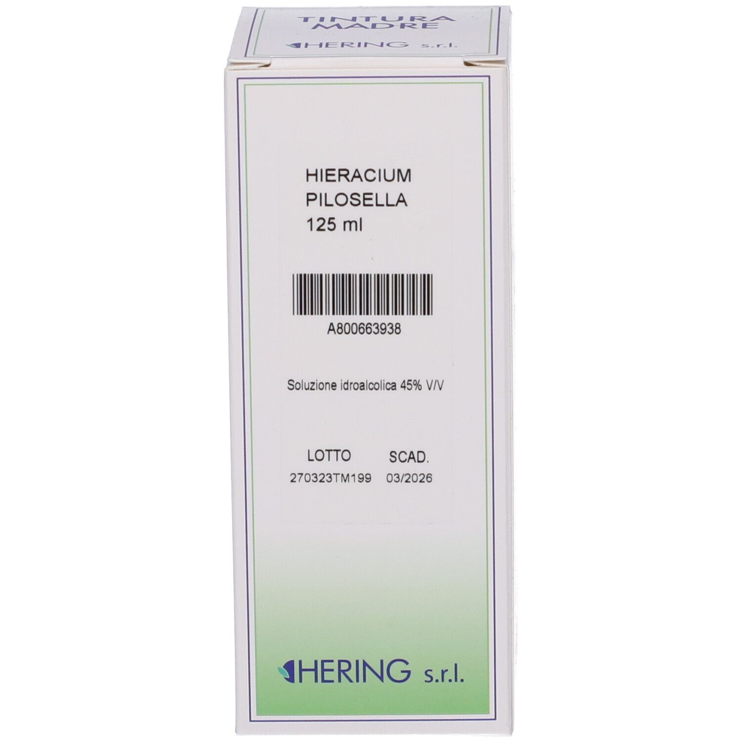 Scatola con nome del prodotto e produttore. 125 ml.