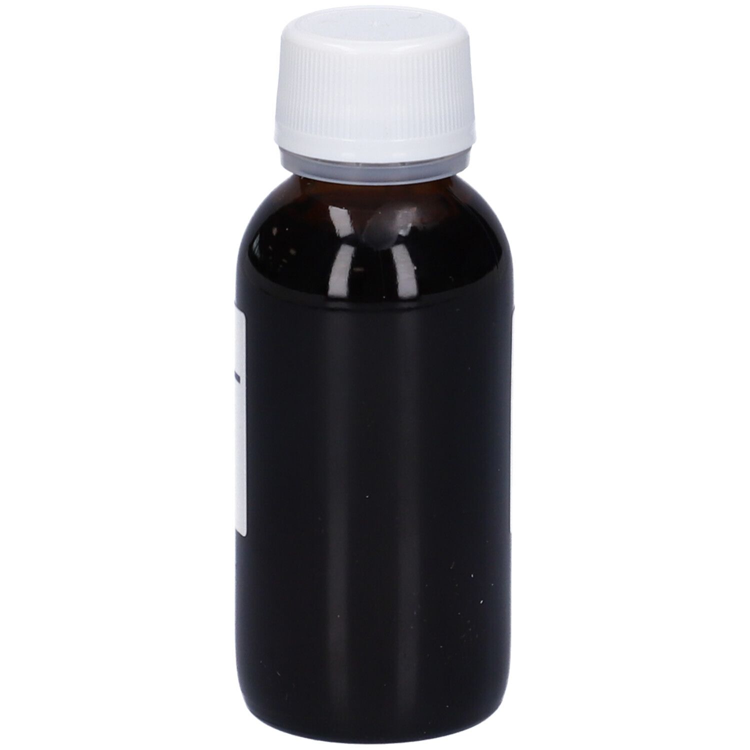 Flacone di vetro marrone con tappo bianco ed etichetta. Marchio HERING. Scritta: PROPOLIS, soluzione. Etichetta con testo.