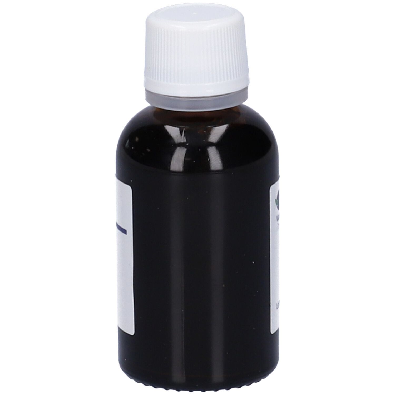 Flacone di vetro marrone con tappo bianco. Etichetta con nome del prodotto e informazioni. Logo HERING visibile.