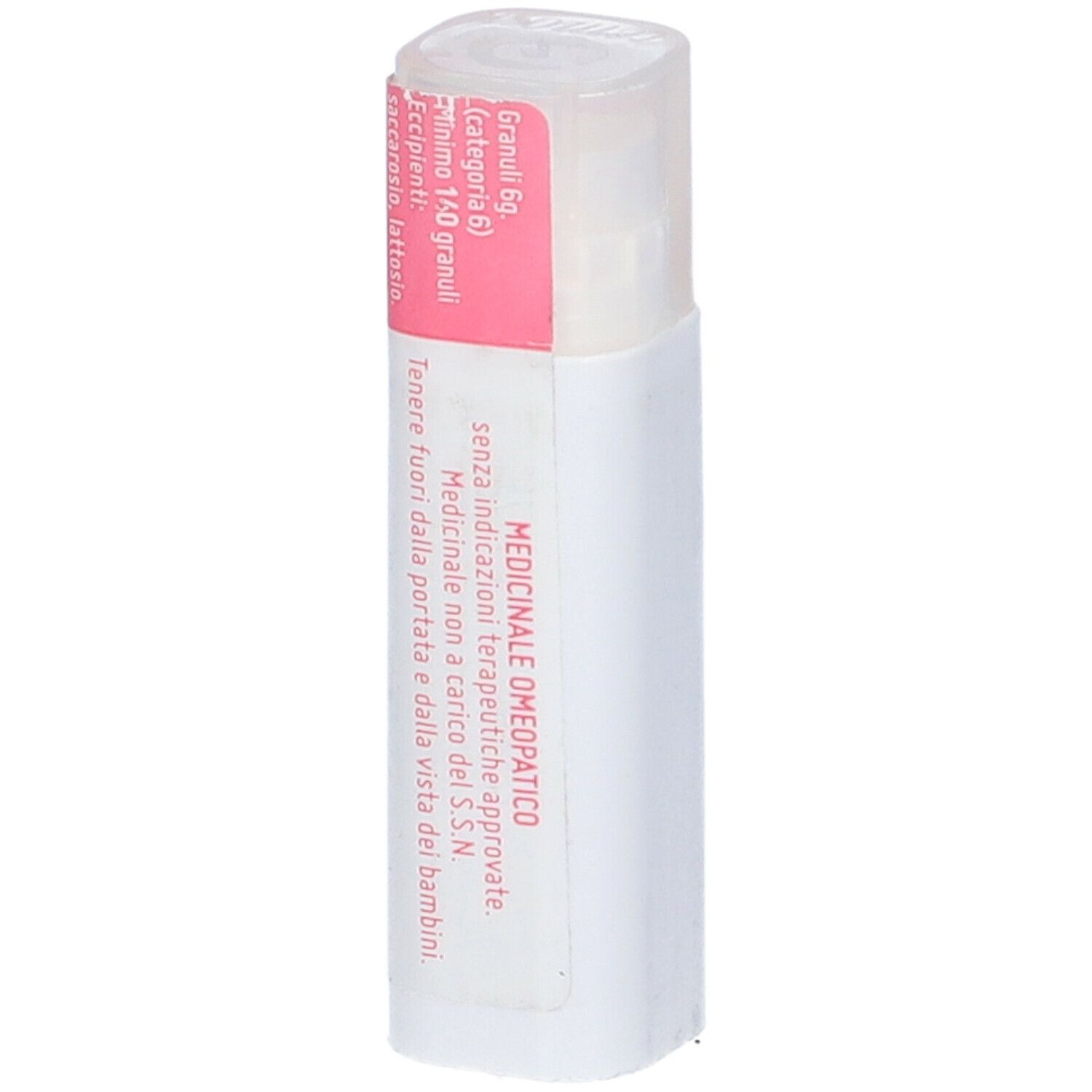 Confezione cilindrica bianca con etichetta rosa. Scritta: cemon. Prodotto medico.