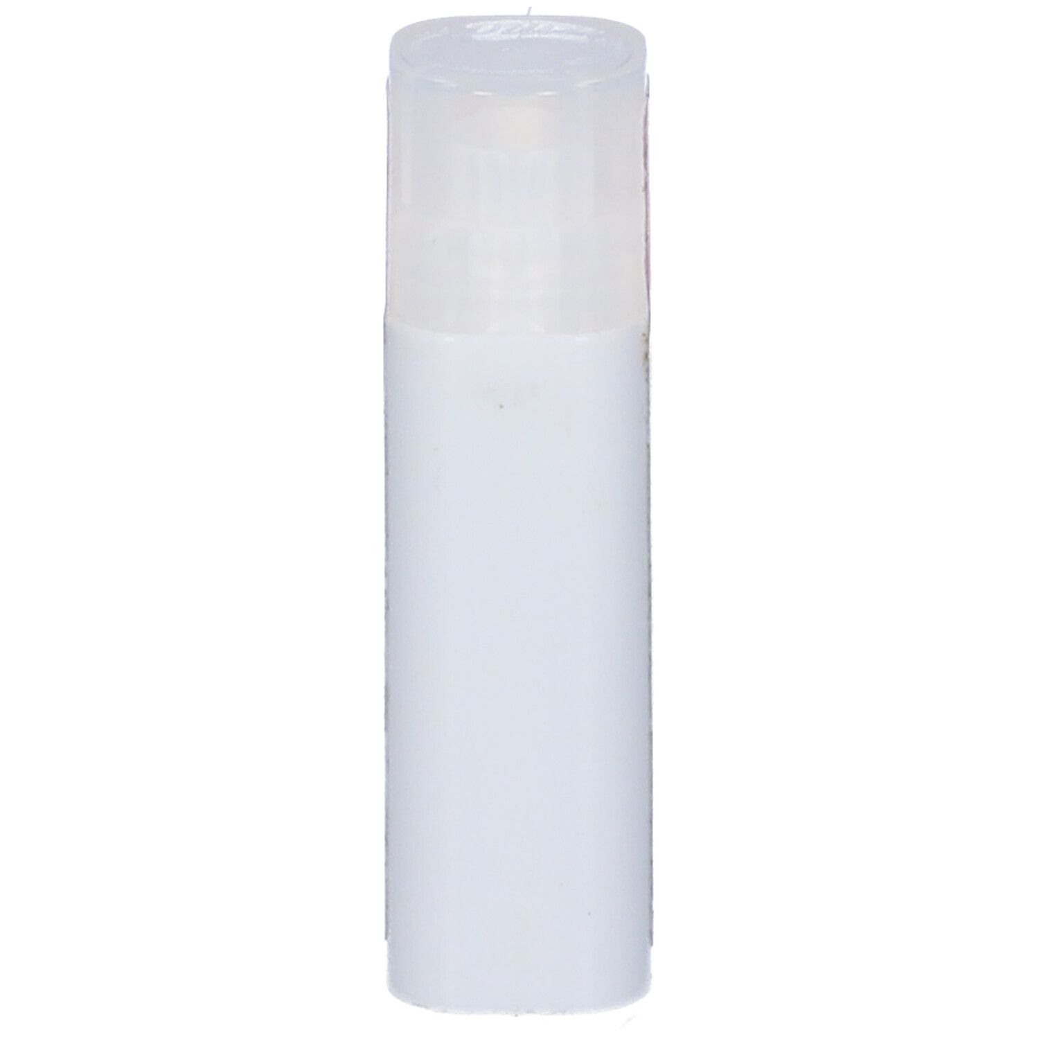 Contenitore cilindrico bianco con coperchio trasparente. Nessuna scritta visibile.