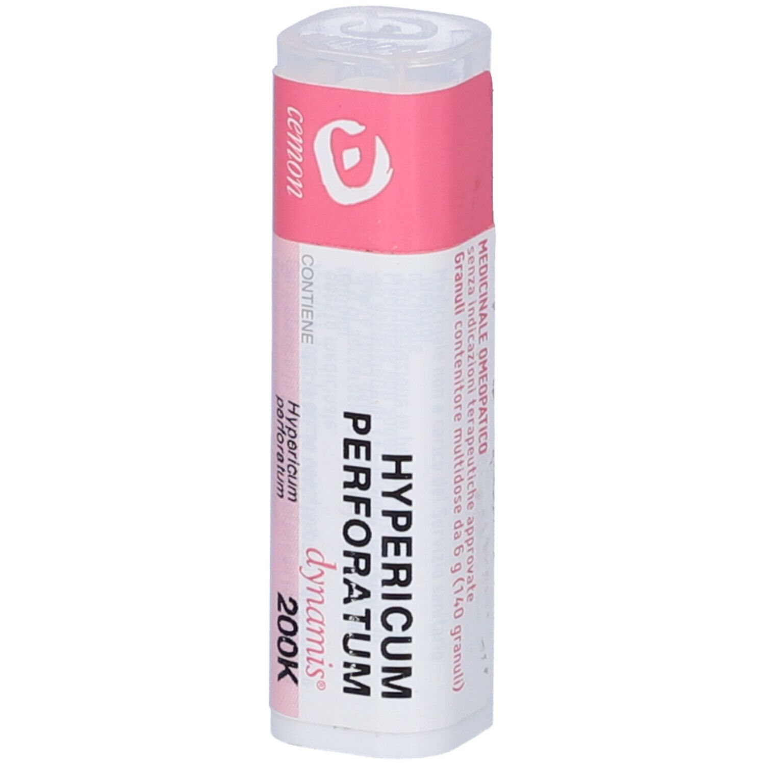 Cemon Hypericum Perforatum 200K Granuli in confezione cilindrica. Etichetta rosa con informazioni.