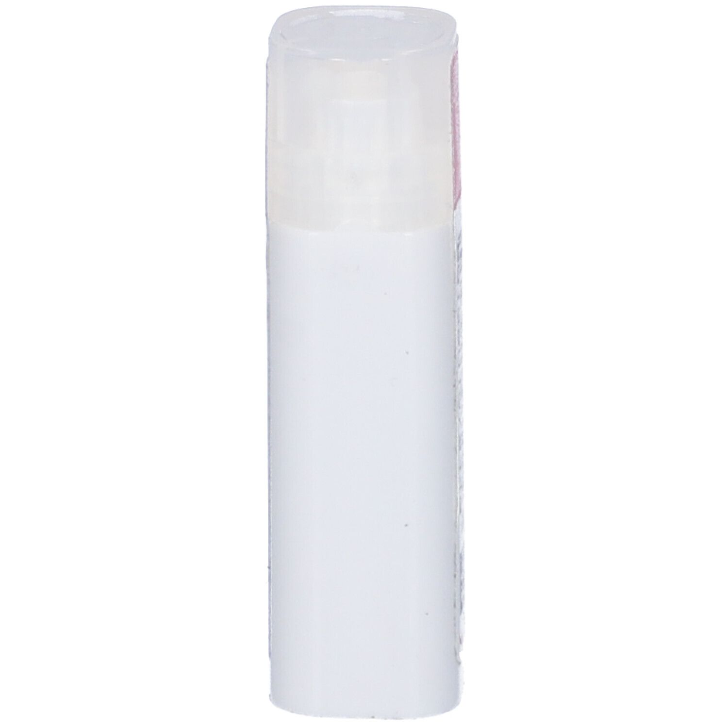 Confezione cilindrica bianca con coperchio trasparente. Nessuna scritta visibile.