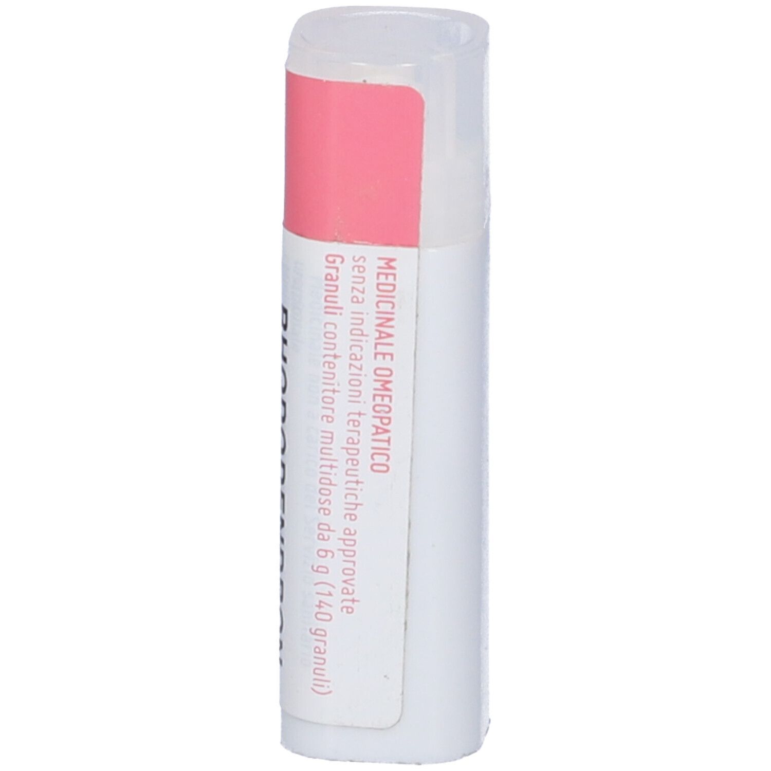 Confezione cilindrica con etichetta rosa. Scritta: Medicinale, senza indicazioni specifiche. Contenuto 6g.