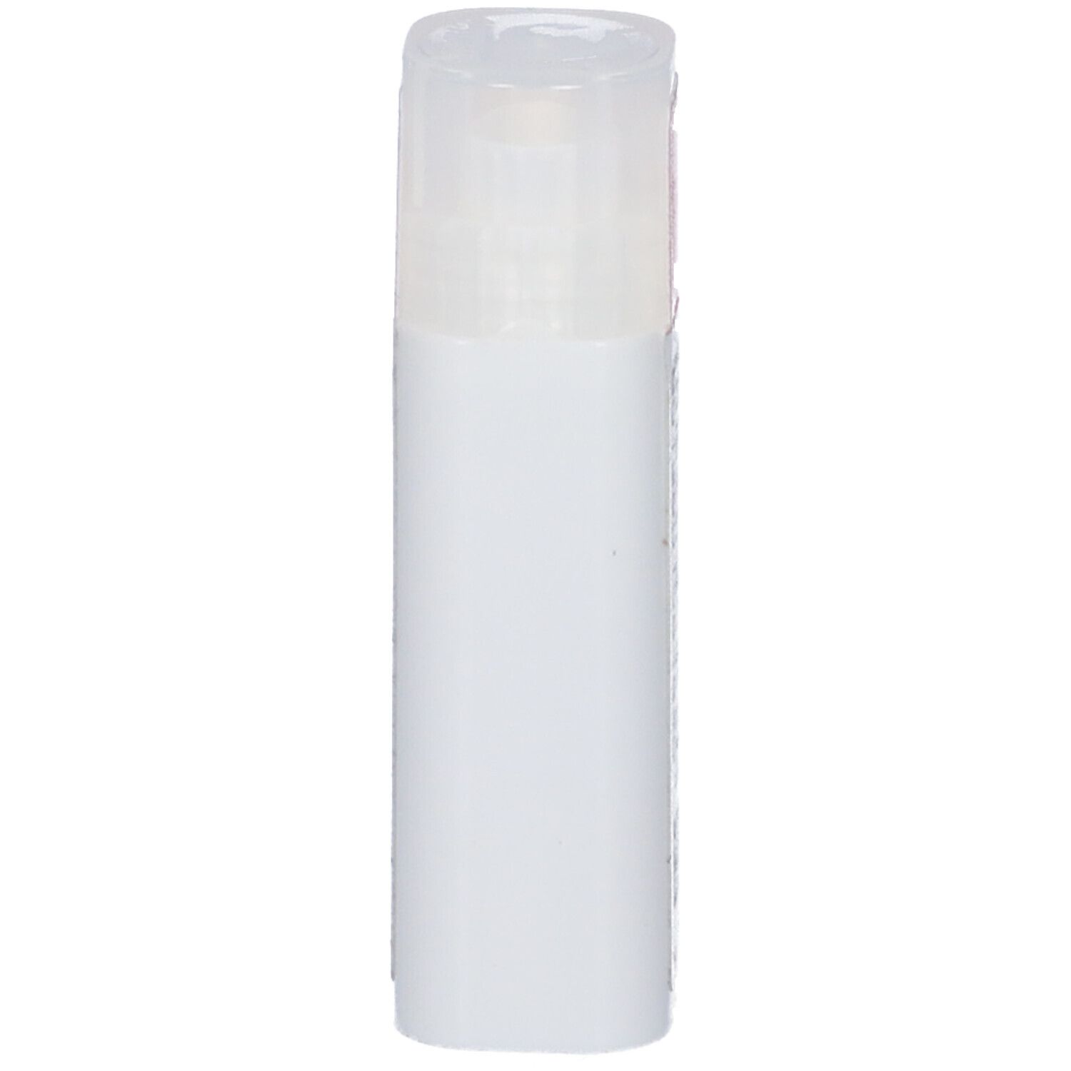 Confezione cilindrica bianca con coperchio trasparente. Nessuna scritta visibile.