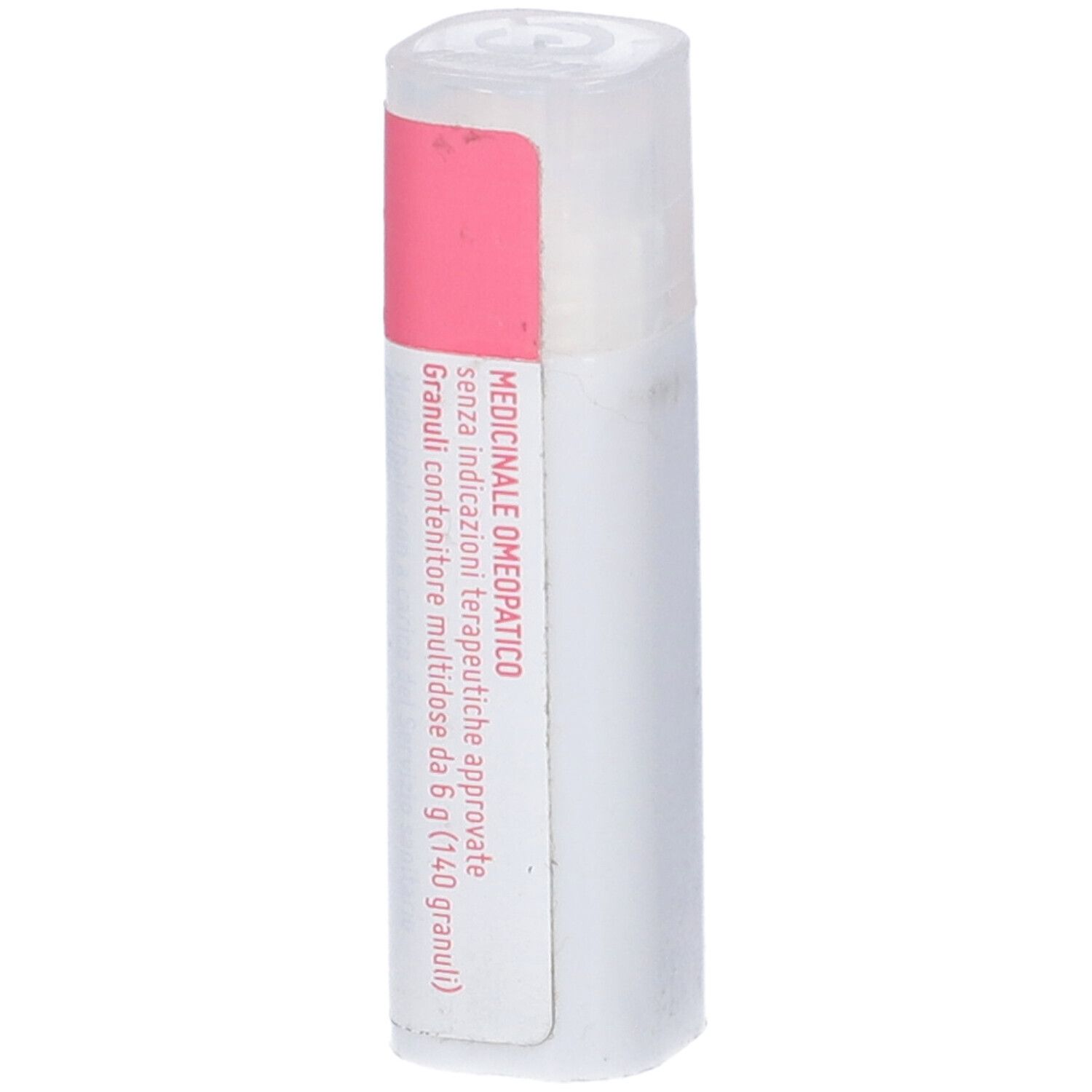 Confezione cilindrica bianca con etichetta rosa. Contiene Sepia 30K Granuli. Testo in italiano.