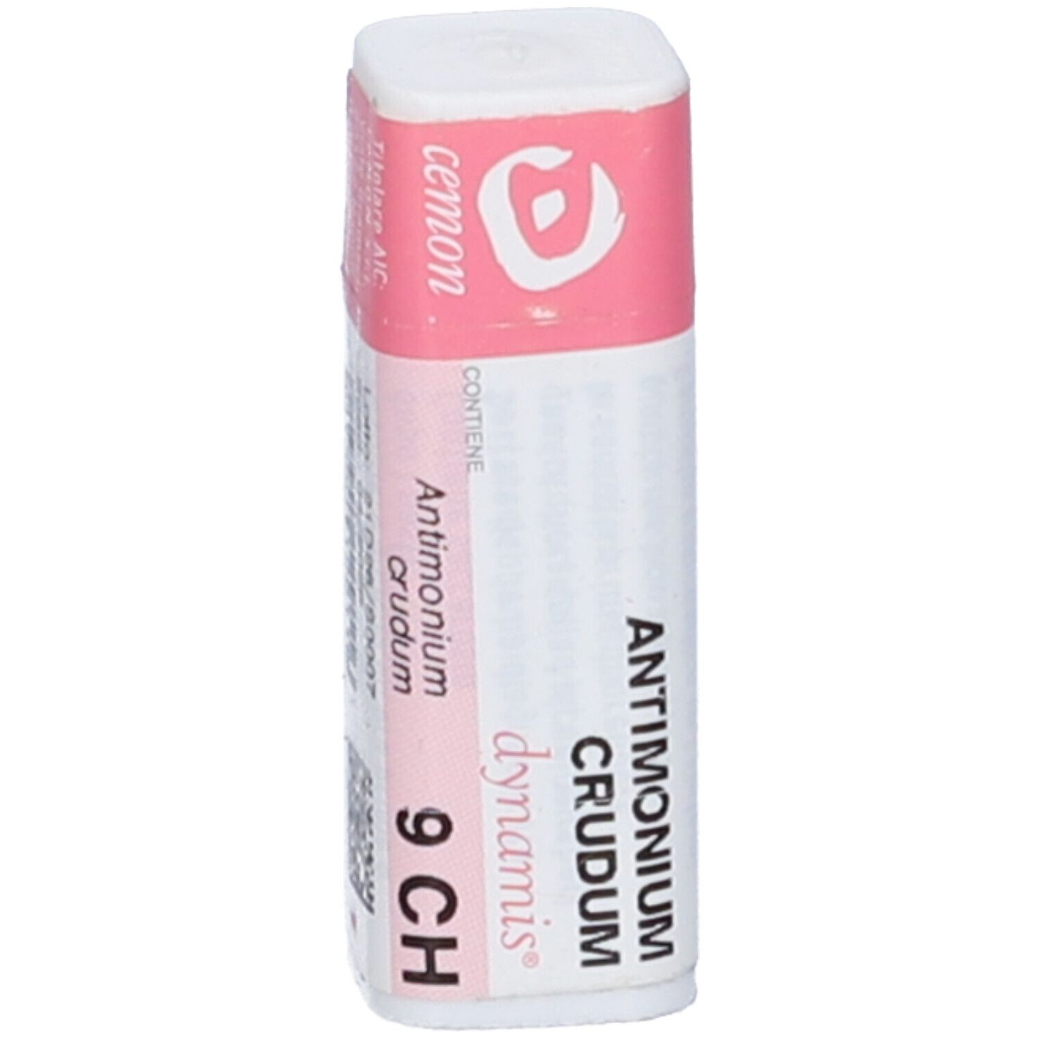 Cilindro. Etichetta rosa con nome prodotto e 9 CH. Marchio: cemon dynamis.