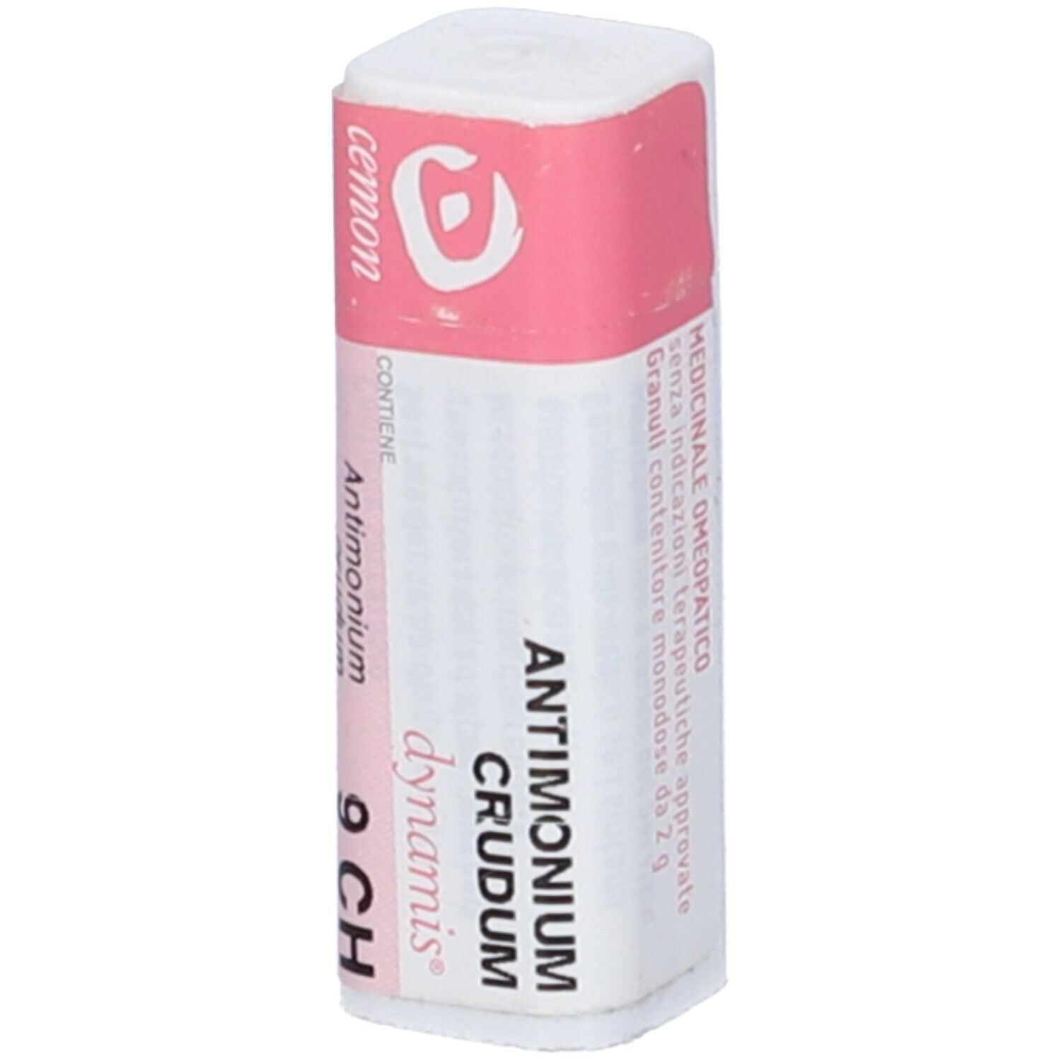 Cilindro. Etichetta rosa con informazioni prodotto e 9 CH. Marchio: cemon dynamis.