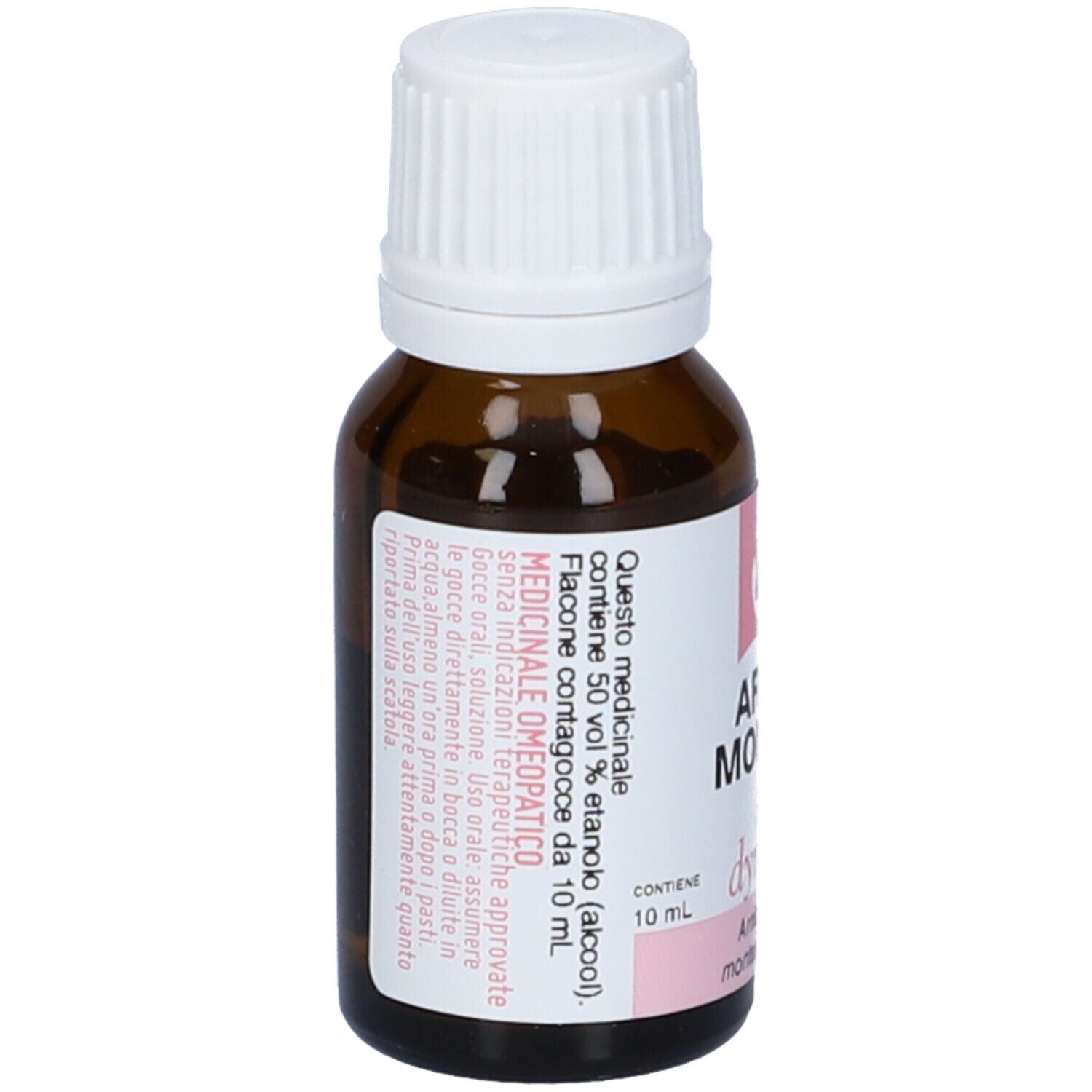 Flacone in vetro marrone con tappo bianco ed etichetta. Scritta: Arnica Montana 200 CH. Retro con testo.