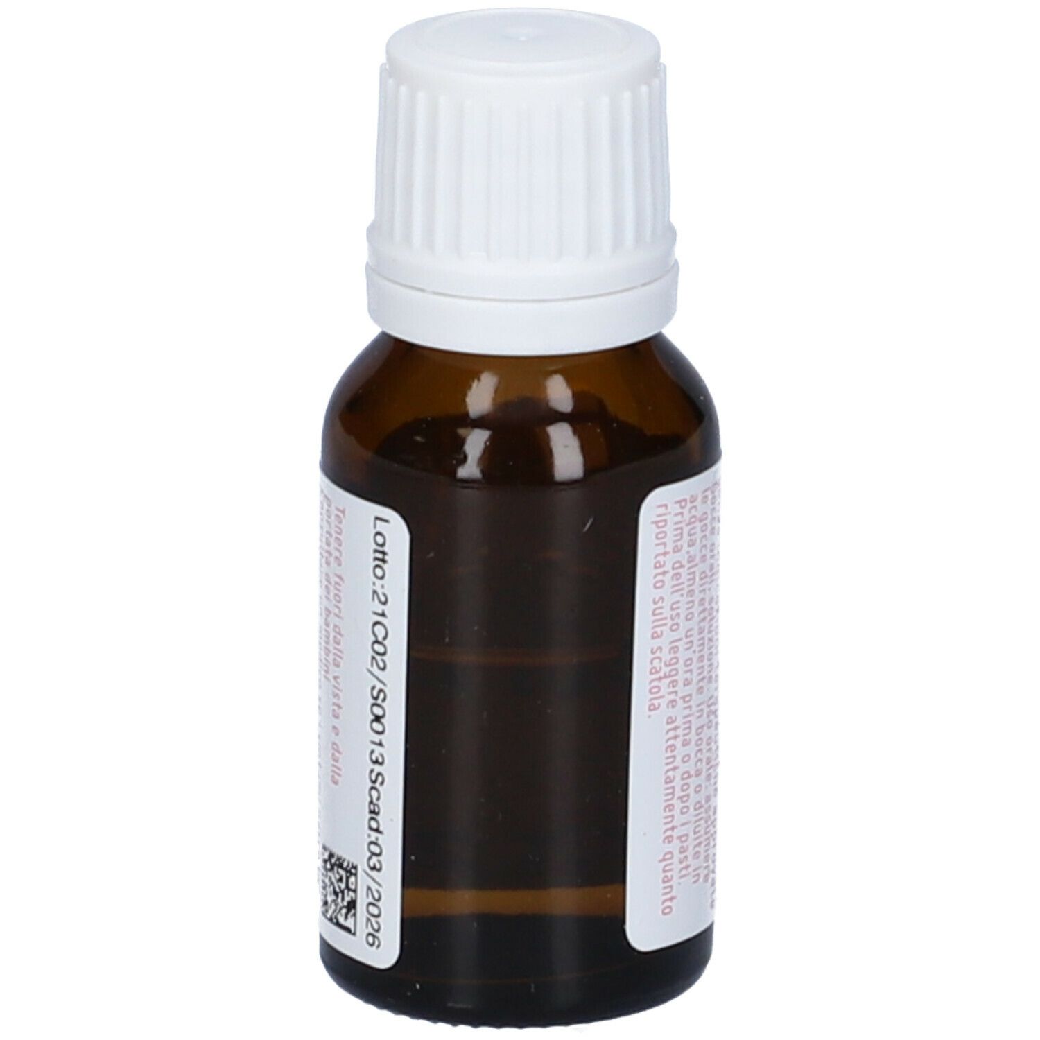 Flacone in vetro marrone con tappo bianco ed etichetta. Scritta: Arnica Montana 200 CH. Retro con testo.