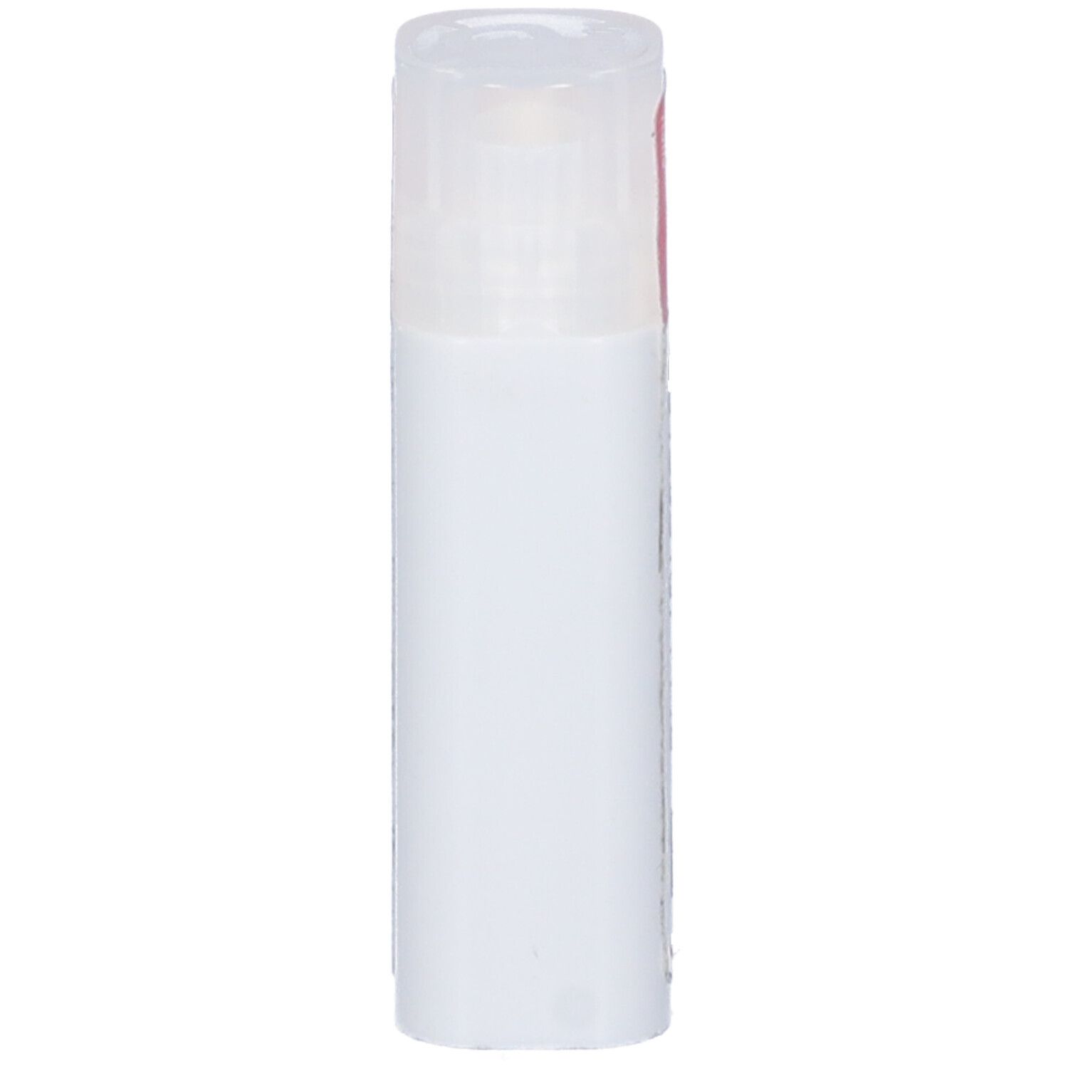 Confezione cilindrica bianca con coperchio trasparente. Nessuna scritta visibile.