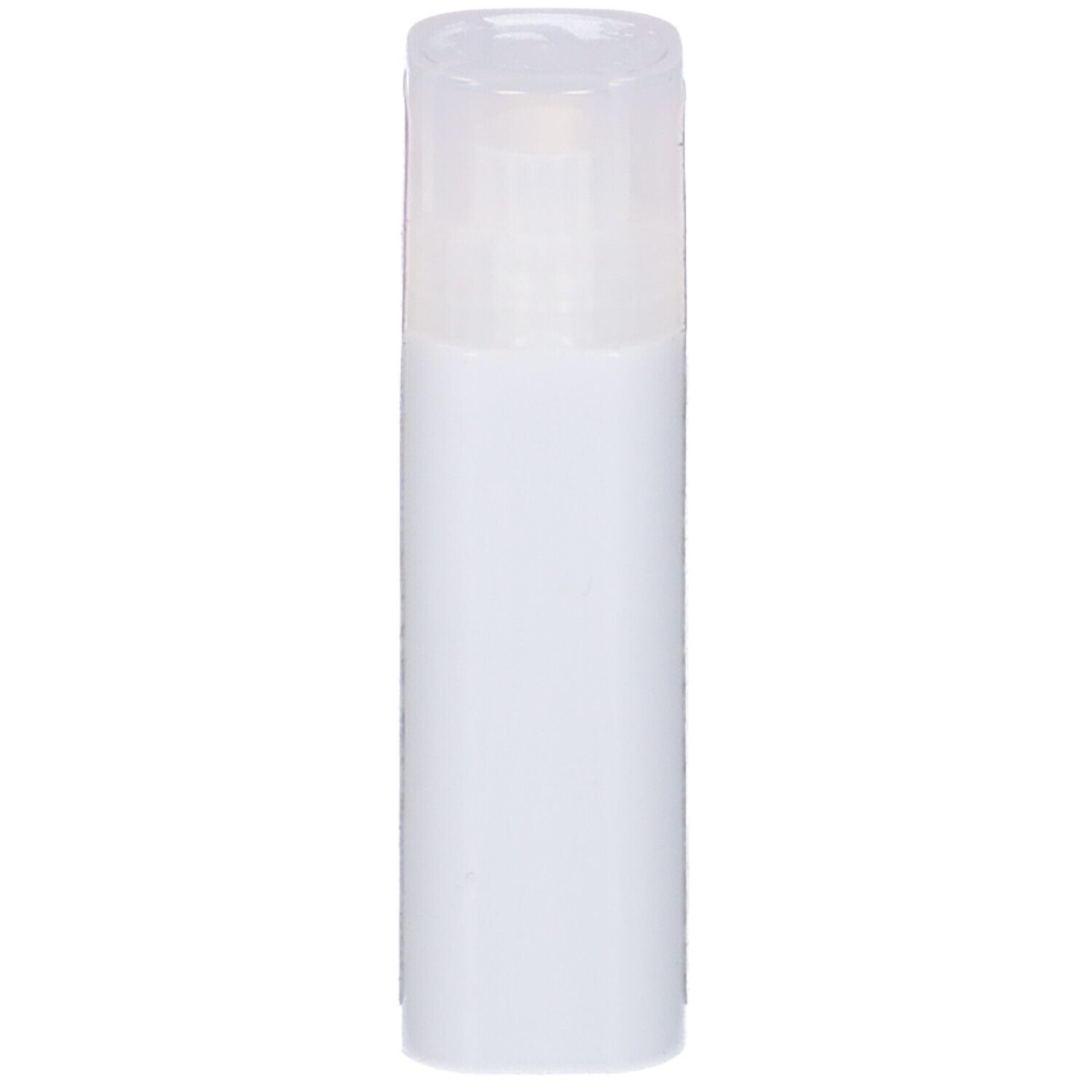 Contenitore cilindrico bianco con coperchio trasparente. Nessuna scritta visibile.