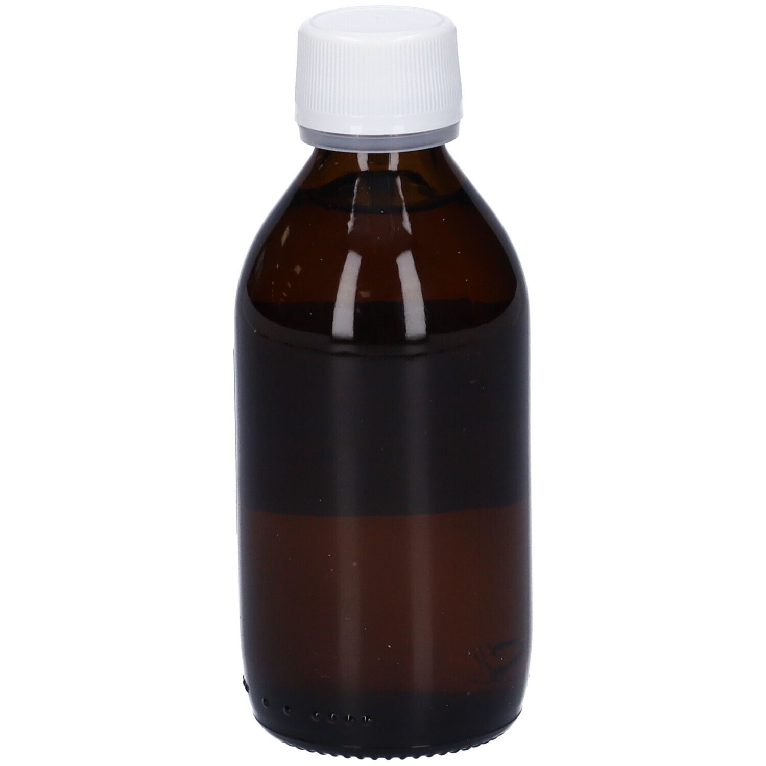 Flacone di vetro marrone con tappo bianco. Etichetta con nome del prodotto e produttore. HERING Castanea Vesca Macerato Glicerico.