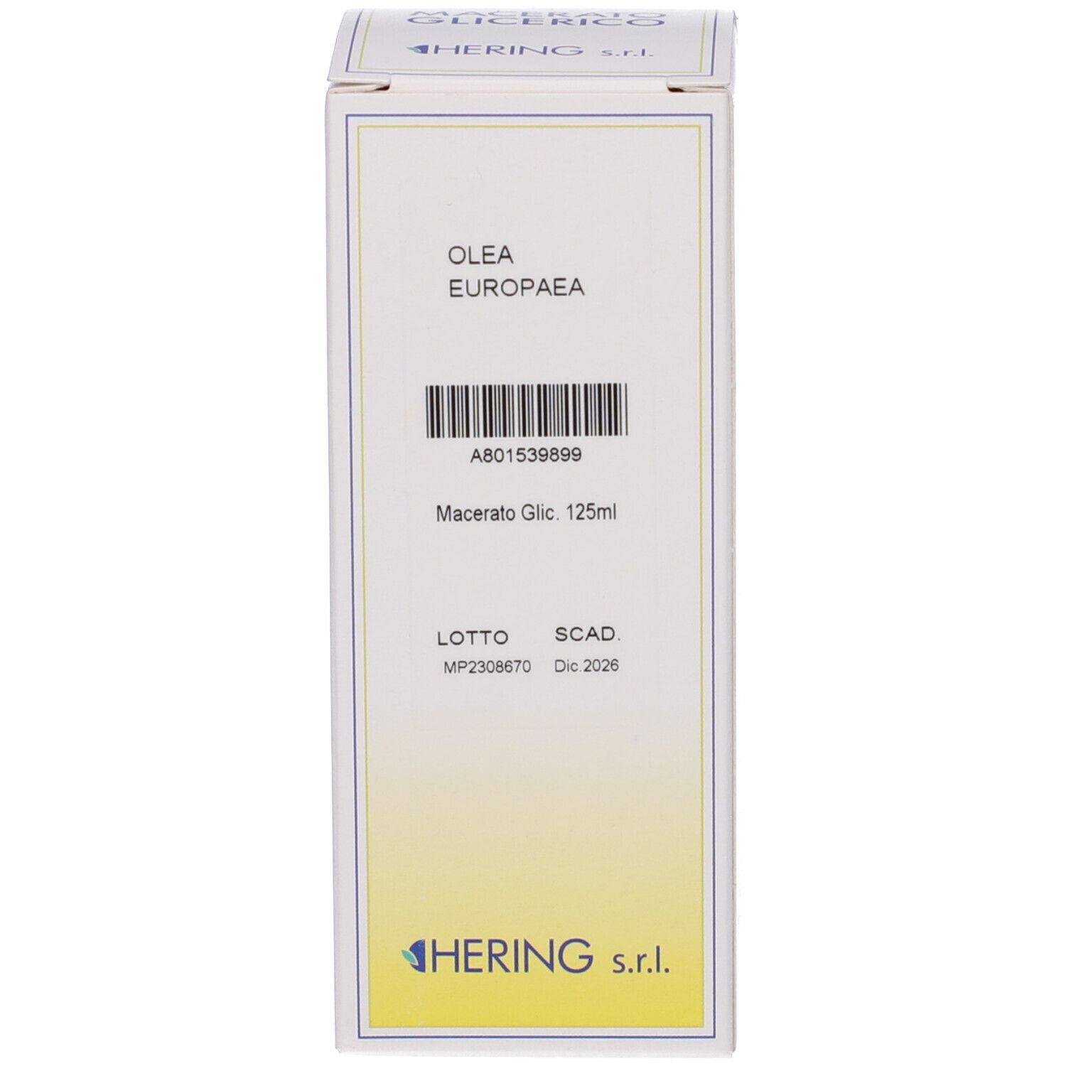 Confezione del prodotto con informazioni. Marchio Hering.