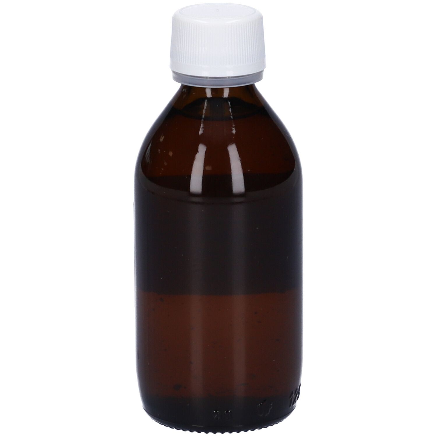 Flacone di vetro marrone con tappo bianco. Etichetta con HERING, ULmus Campestris, Macerato Glicerico. Flacone in posizione verticale.