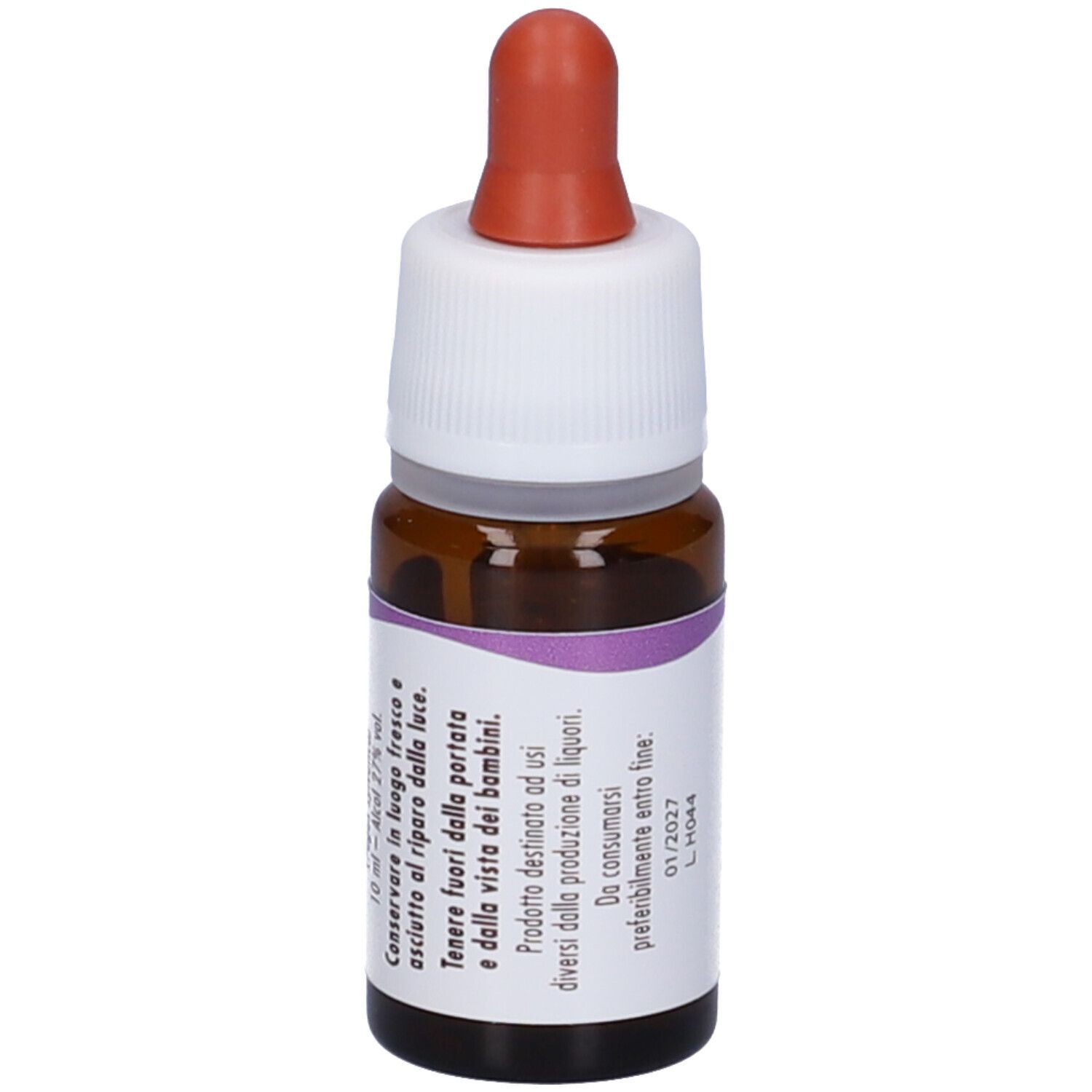 Flacone di vetro marrone con contagocce. Etichetta con testo. Guna, fiori di Bach flowers, Beech. 10 ml.