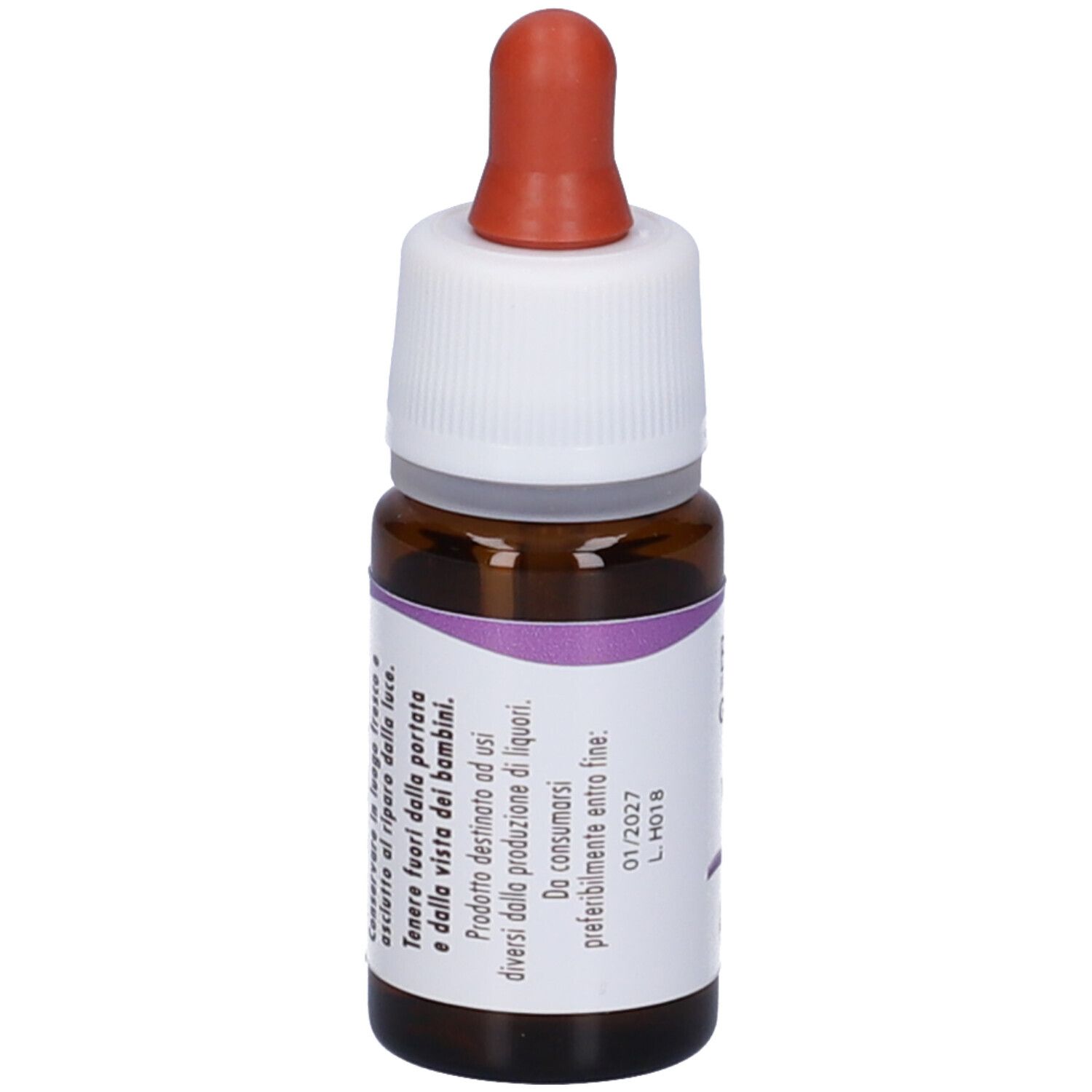 Flacone di vetro marrone con contagocce. Scritta: Vine, fiori di Bach flowers GUNA. Contenuto: 10 ml.
