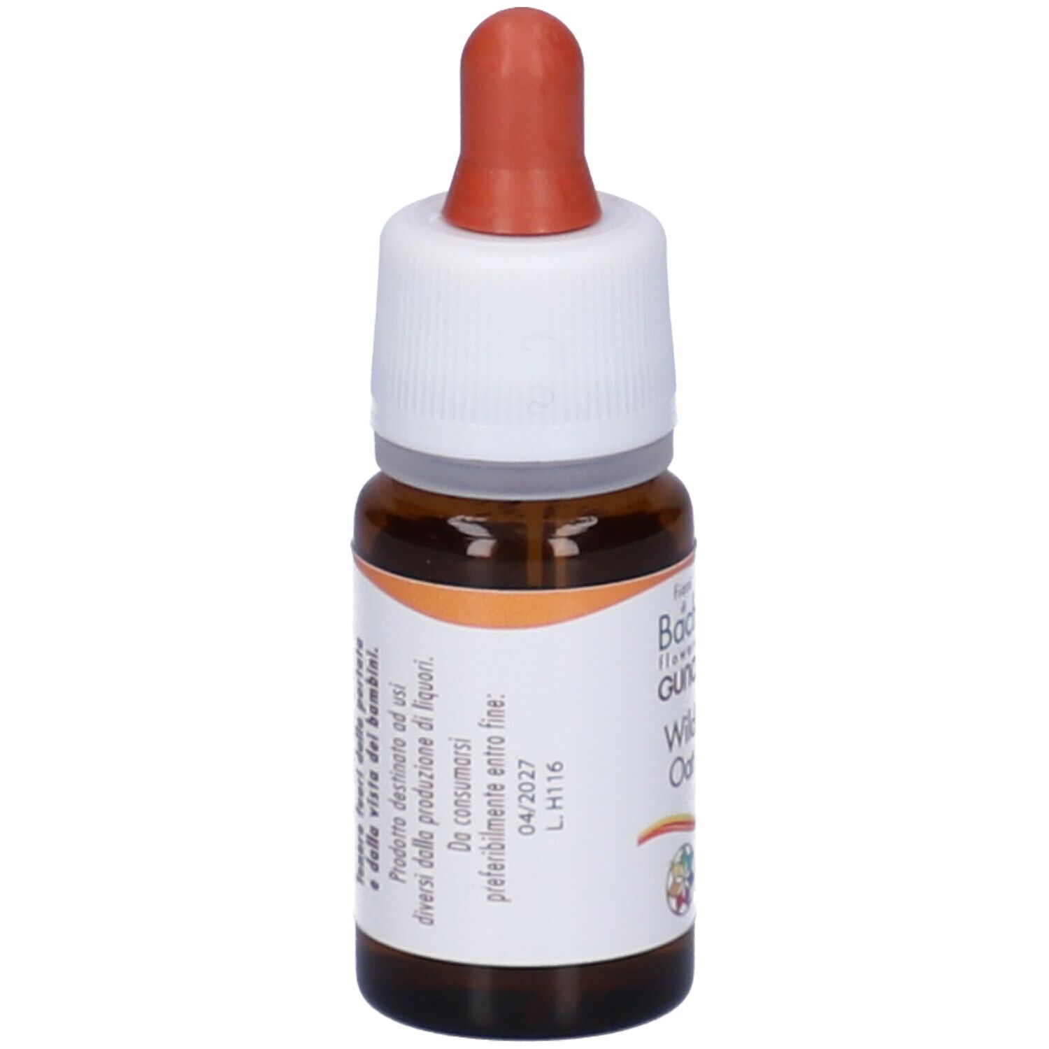 Flacone di vetro marrone con contagocce. Scritta: fiori di Bach, Guna. Contenuto 10 ml.