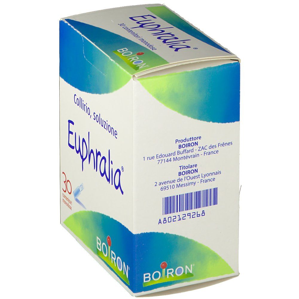 Scatola con nome e logo del prodotto. Contiene 30 contenitori monodose. Confezione blu e bianca con testo.