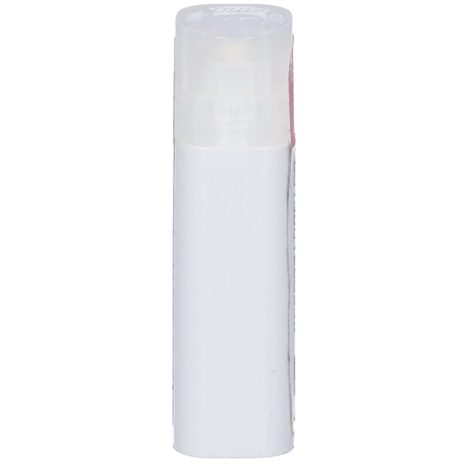 Confezione cilindrica bianca con coperchio trasparente. Nessuna altra scritta visibile.