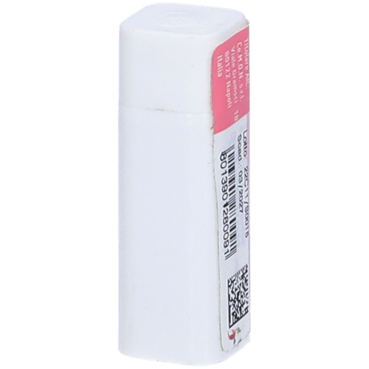 Confezione rettangolare bianca con etichetta rosa. Scritta: Cemon. Con codice QR e dati di produzione.