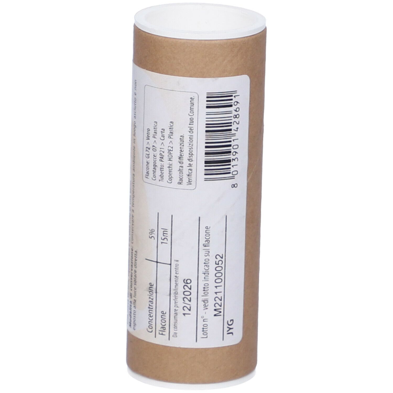 Confezione in cartone marrone con coperchio bianco. Scritta: Fito Embryo Estratti, Ferment fee. Codice a barre e testo in italiano.