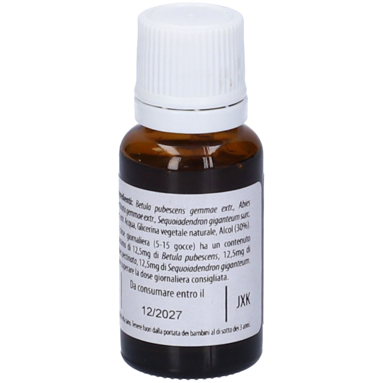 Flacone di vetro marrone con tappo bianco. Scritta: Fito Embryo Estratti OSTEO fee, 15ml.