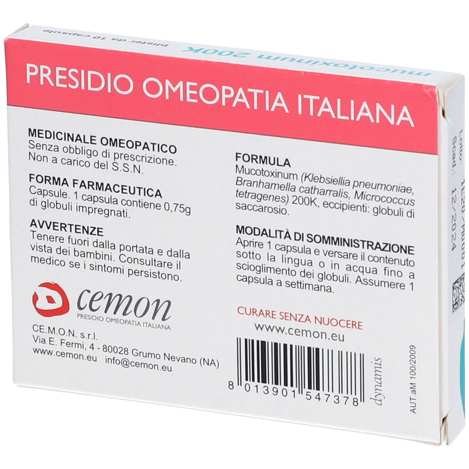 Cemon Mucotoxinum 200K 10 Capsule (Cm-I)