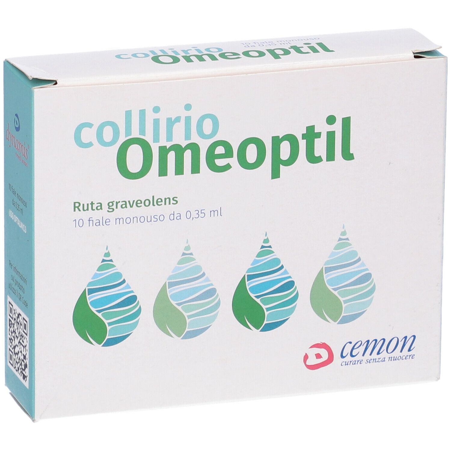 Confezione di collirio Omeoptil. Contiene 10 flaconcini monodose di Ruta graveolens.