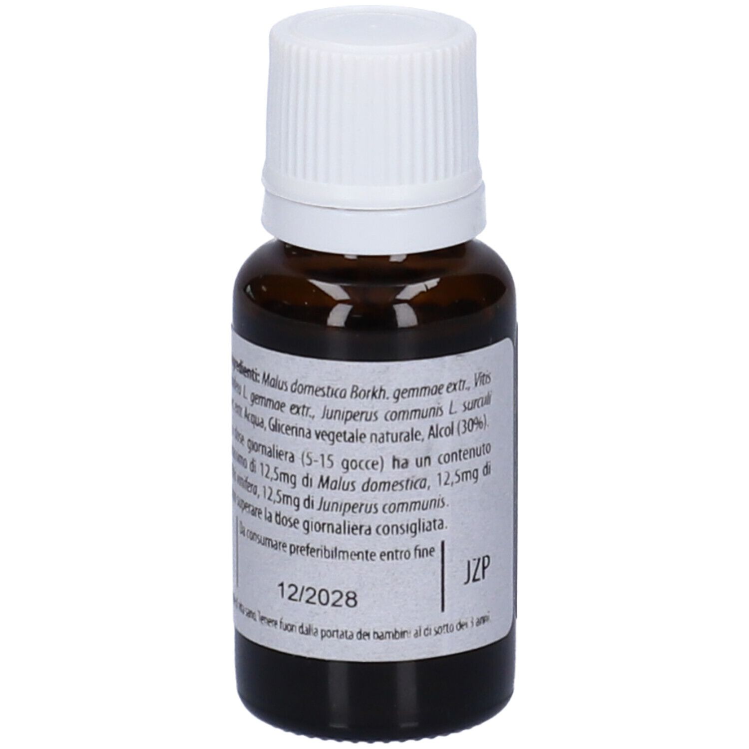 Flacone di vetro marrone con tappo bianco ed etichetta. L'etichetta riporta "Fito Embryo Estratti PROGES fee".