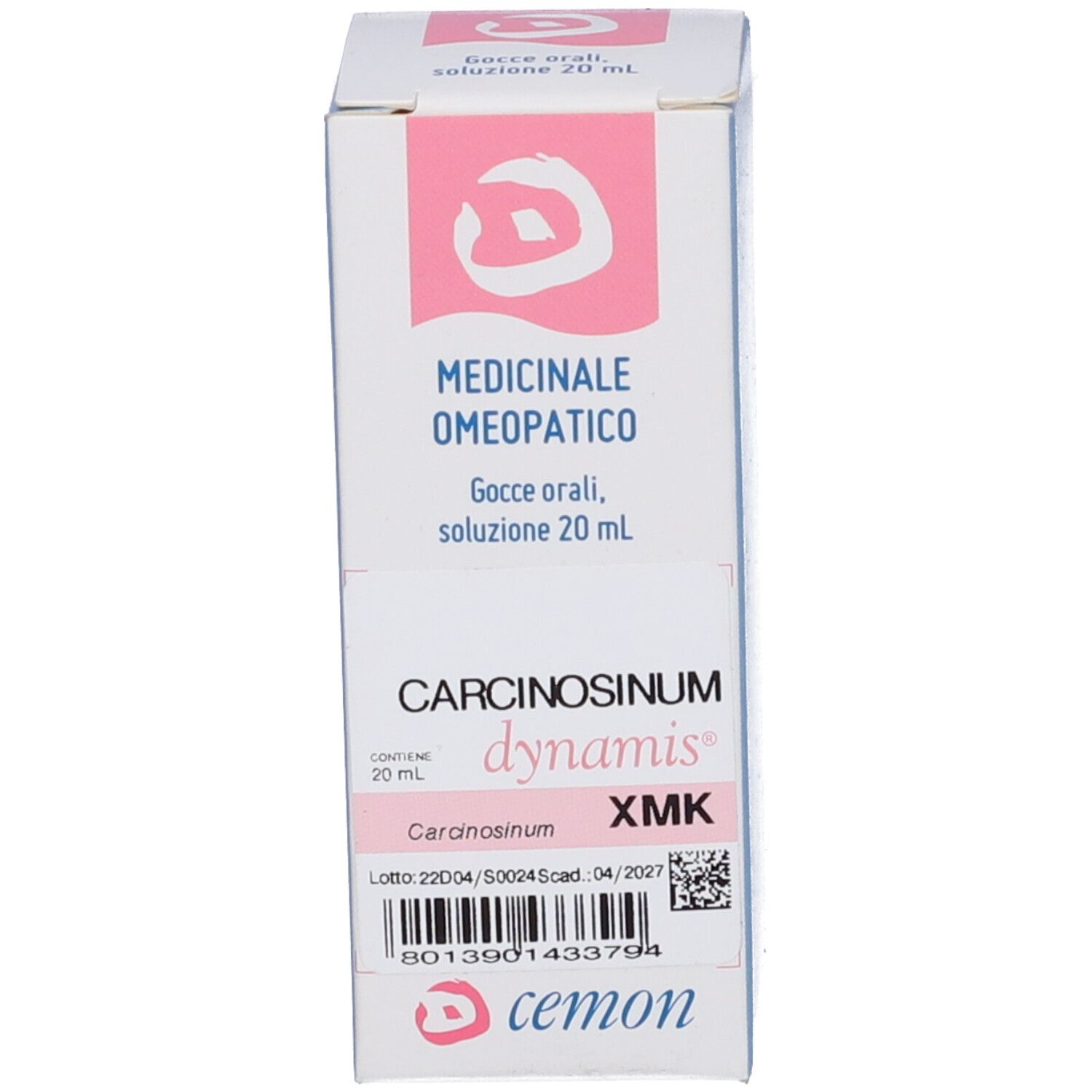 Scatola con scritta: Carcinosinum, dynamis, XMK, cemon.