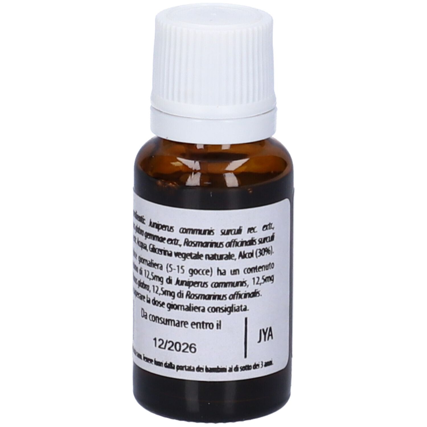 Flacone di vetro marrone con tappo bianco. Scritta: Fito Embryo Estratti, ACNE fee, 15ml, 5%.