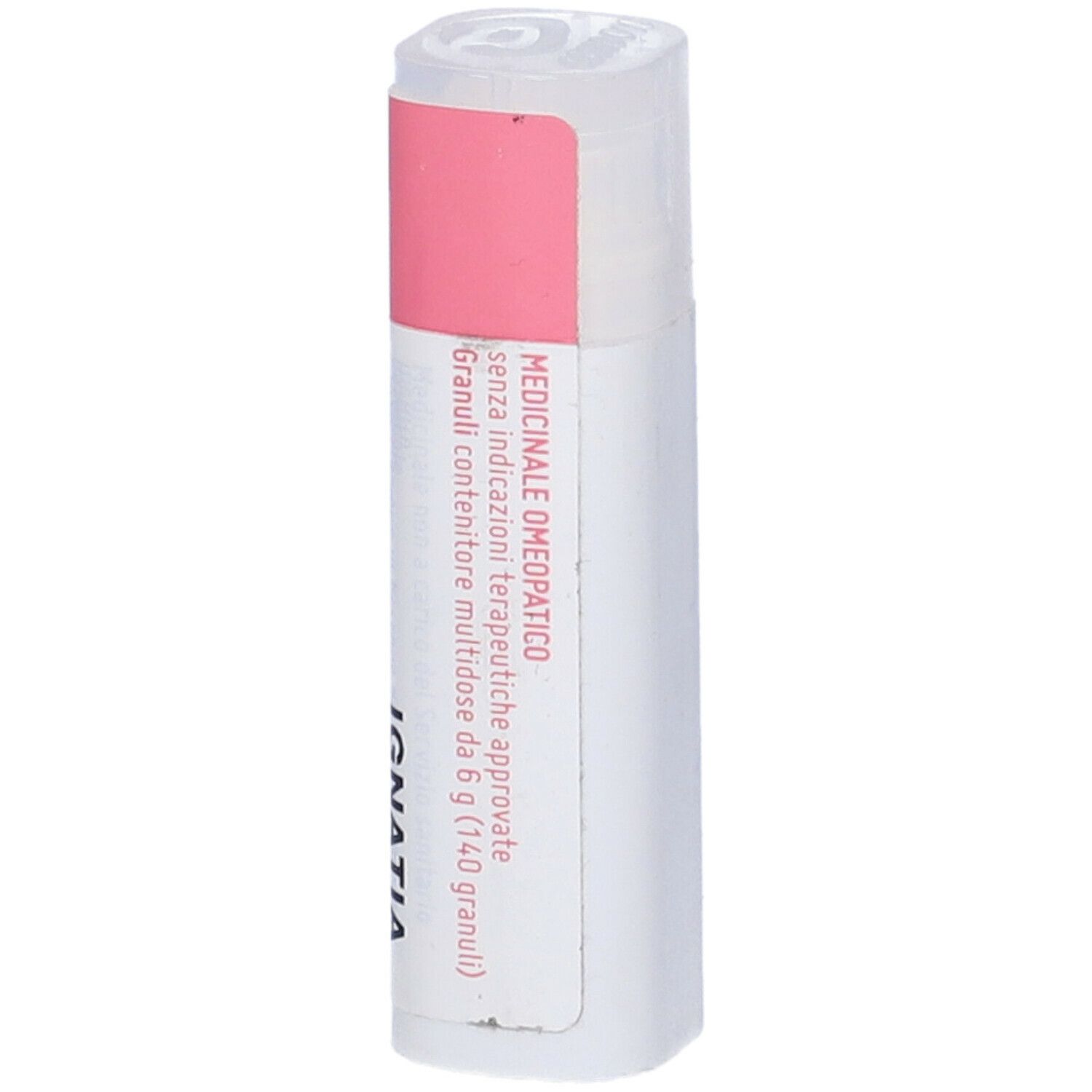 Confezione cilindrica con etichetta rosa. L'etichetta riporta "Medicinale omeopatico".