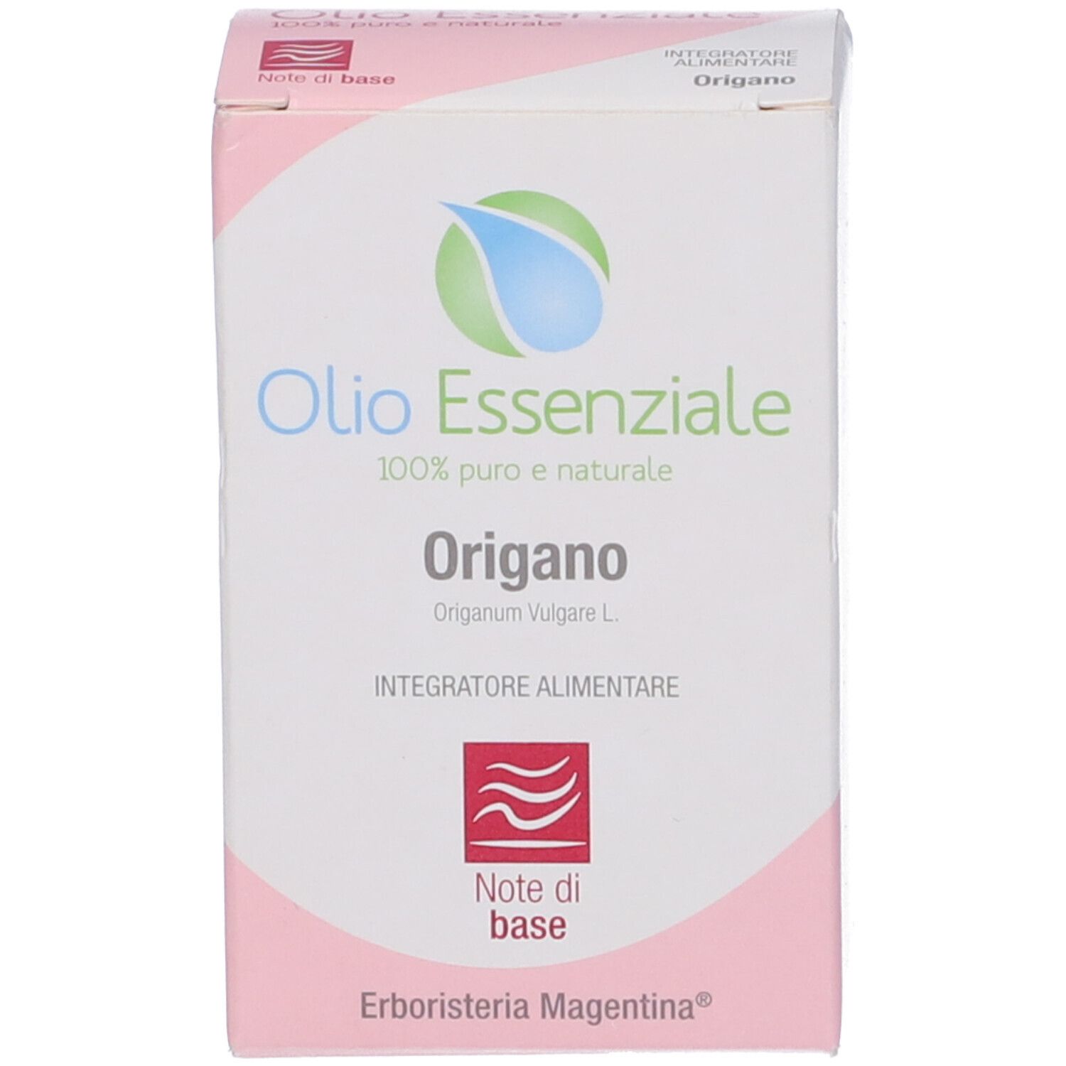 Confezione con scritta: Olio Essenziale, Origano.